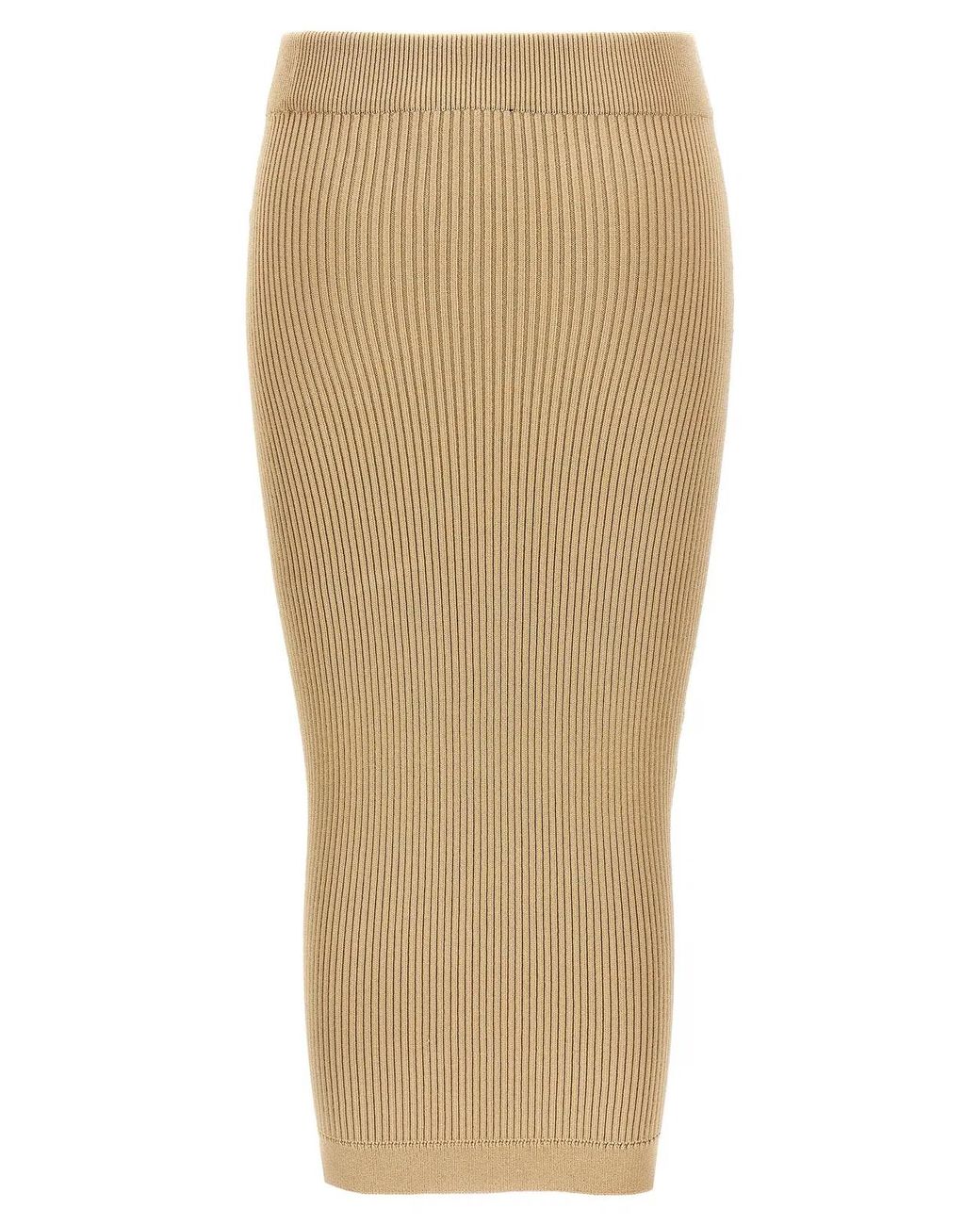 Balmain Natural Ribbed Midi Skirt