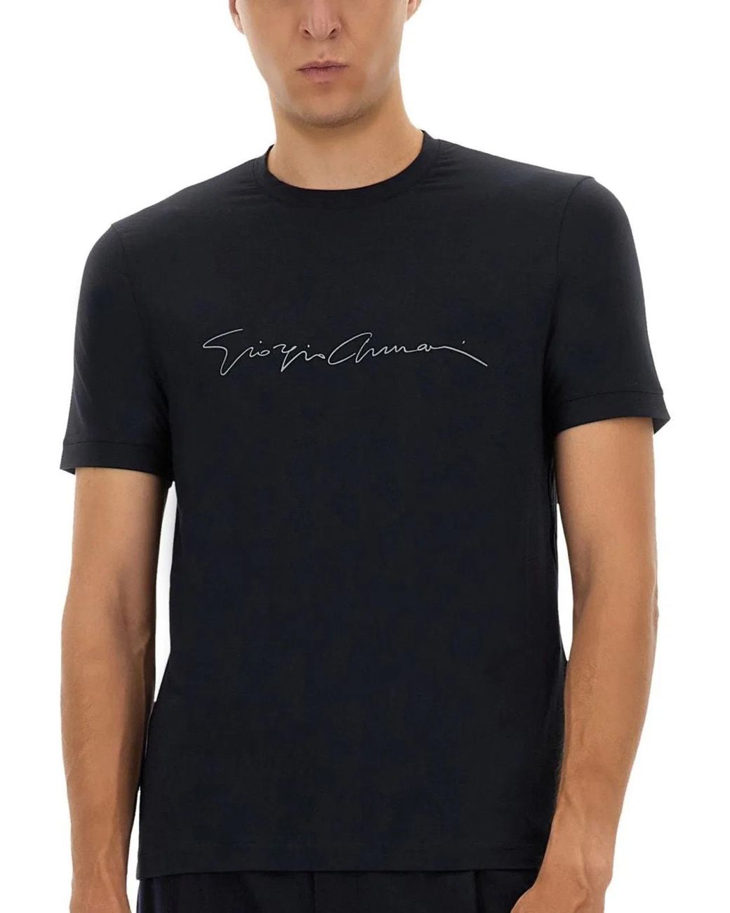 Giorgio Armani Black Signature Logo T-Shirt for men