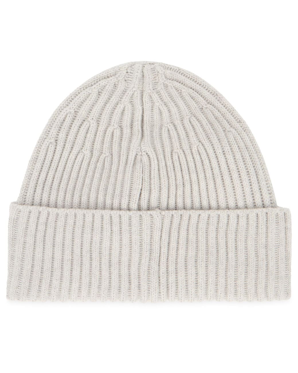 Stone Island White Ribbed Knit Hat With Logo for men