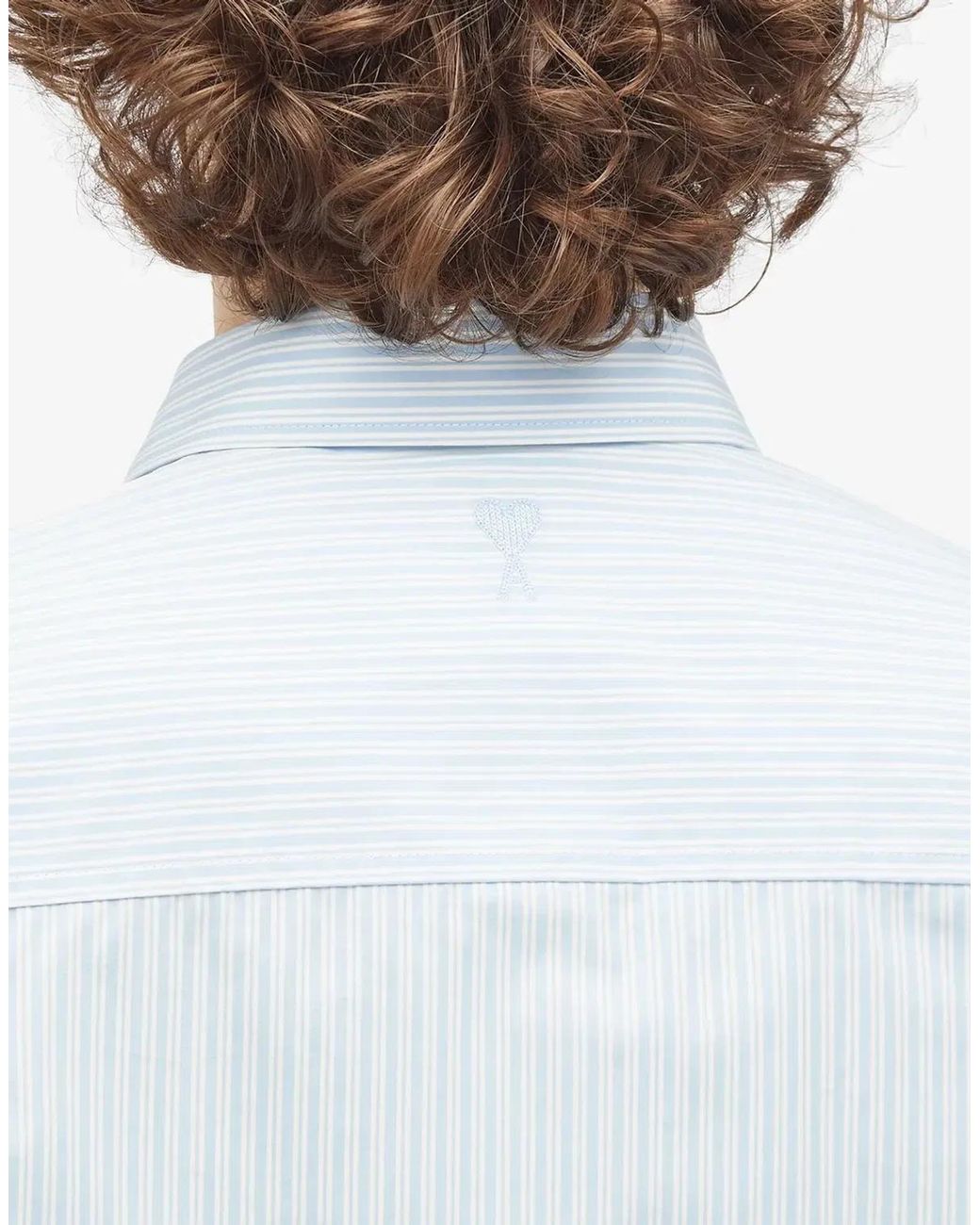 AMI Blue De Coeur Boxy Fit Striped Shirt for men