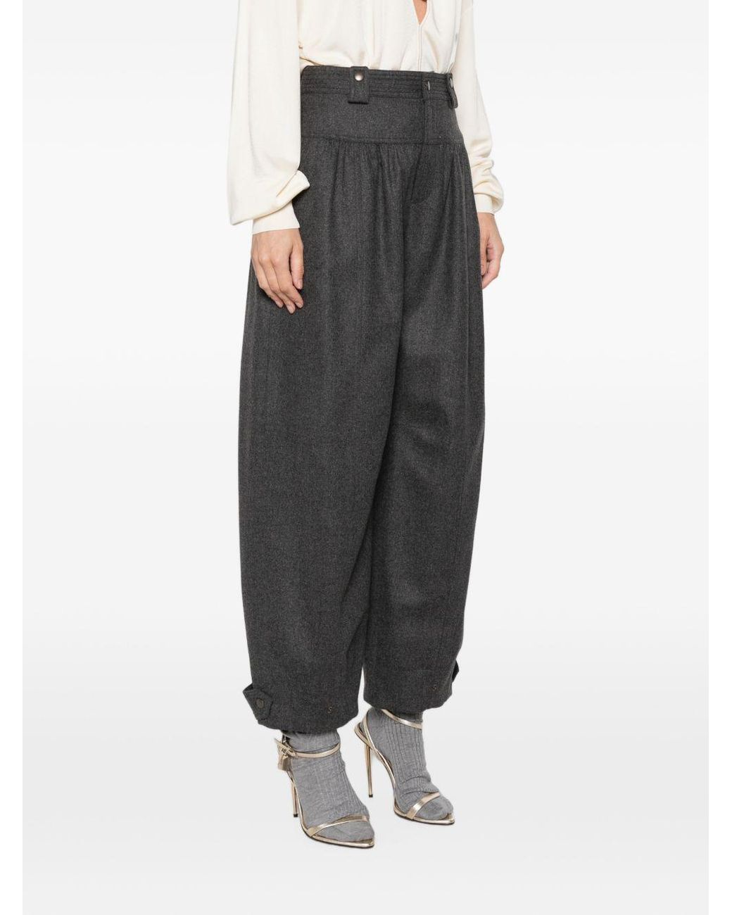 Chloé Gray Barrel Wide Leg Trousers