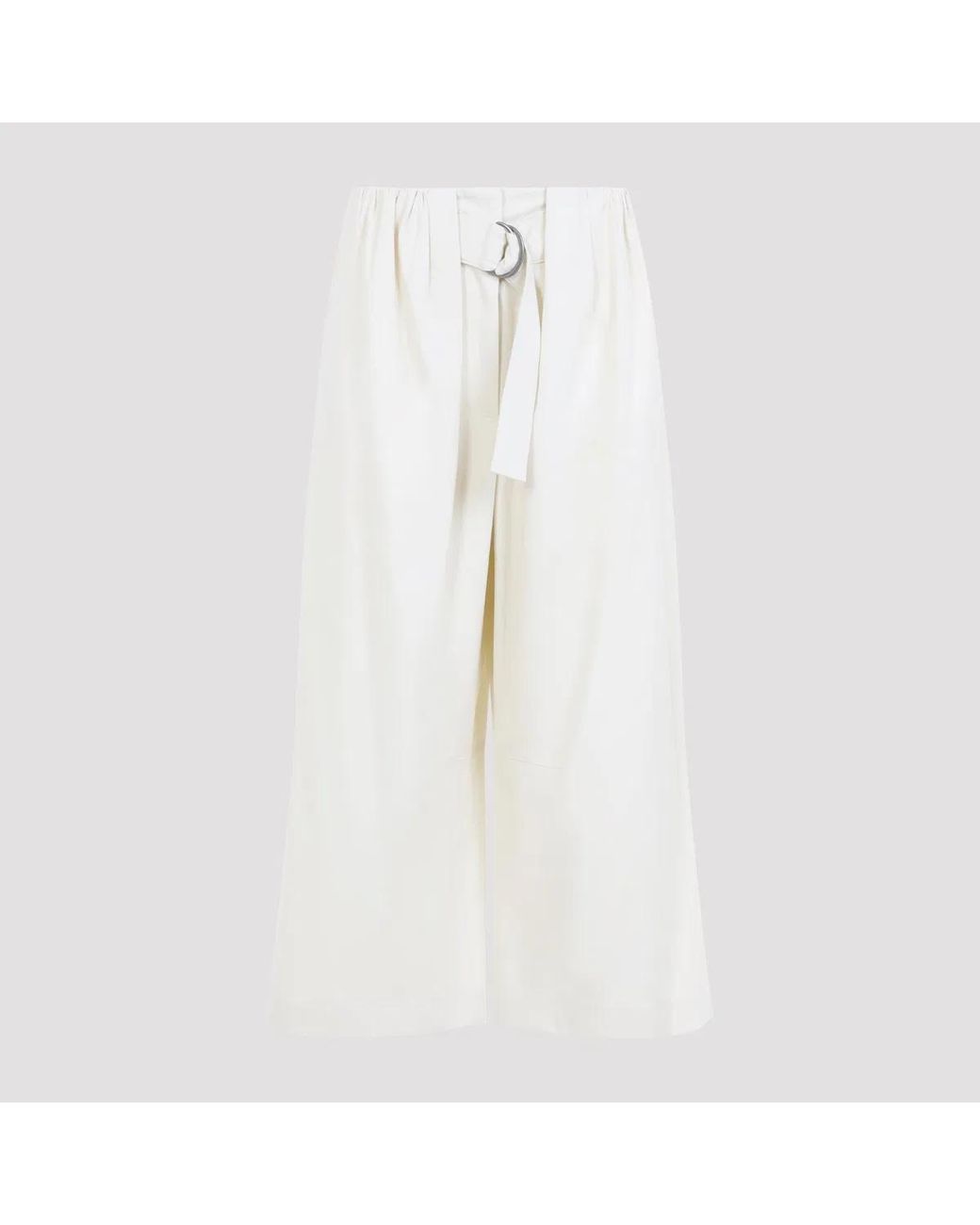 Loewe White Cropped Belted Trousers