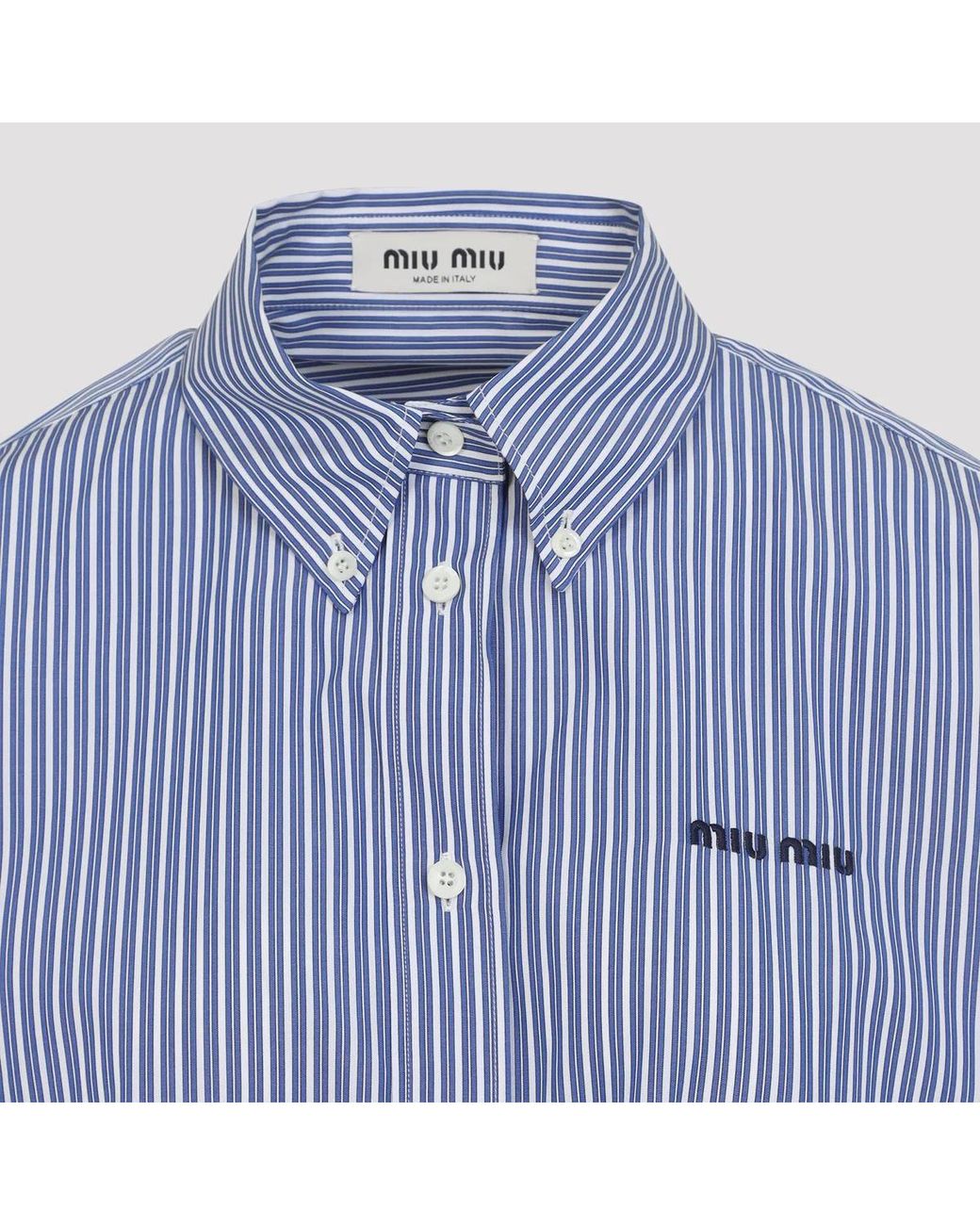 Miu Miu Blue Micro Pinstripe Poplin Shirt