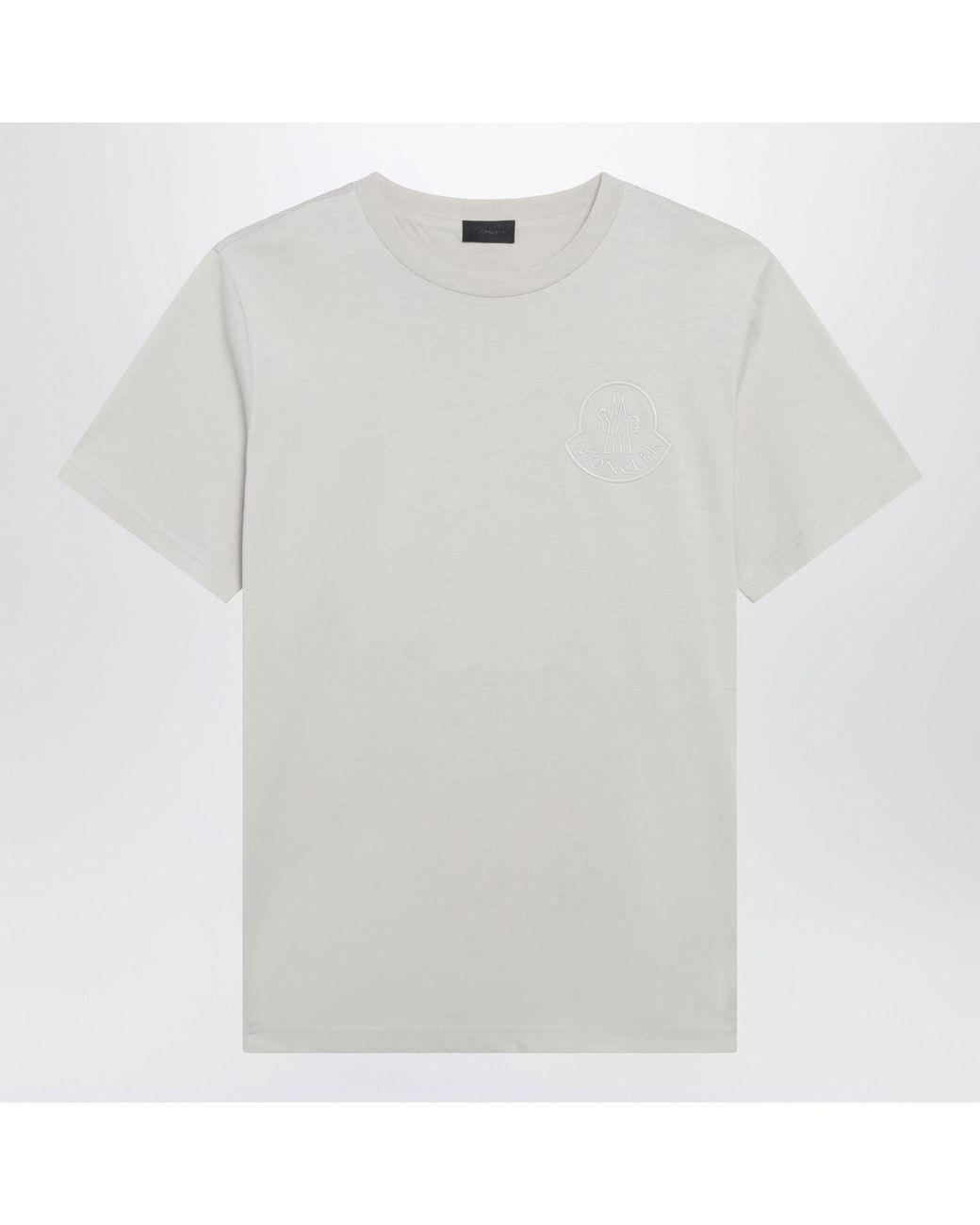 Moncler White Cotton T-Shirt With Embossed Logo for men