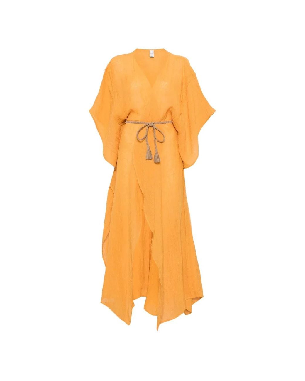 120% Lino Orange Long Dress