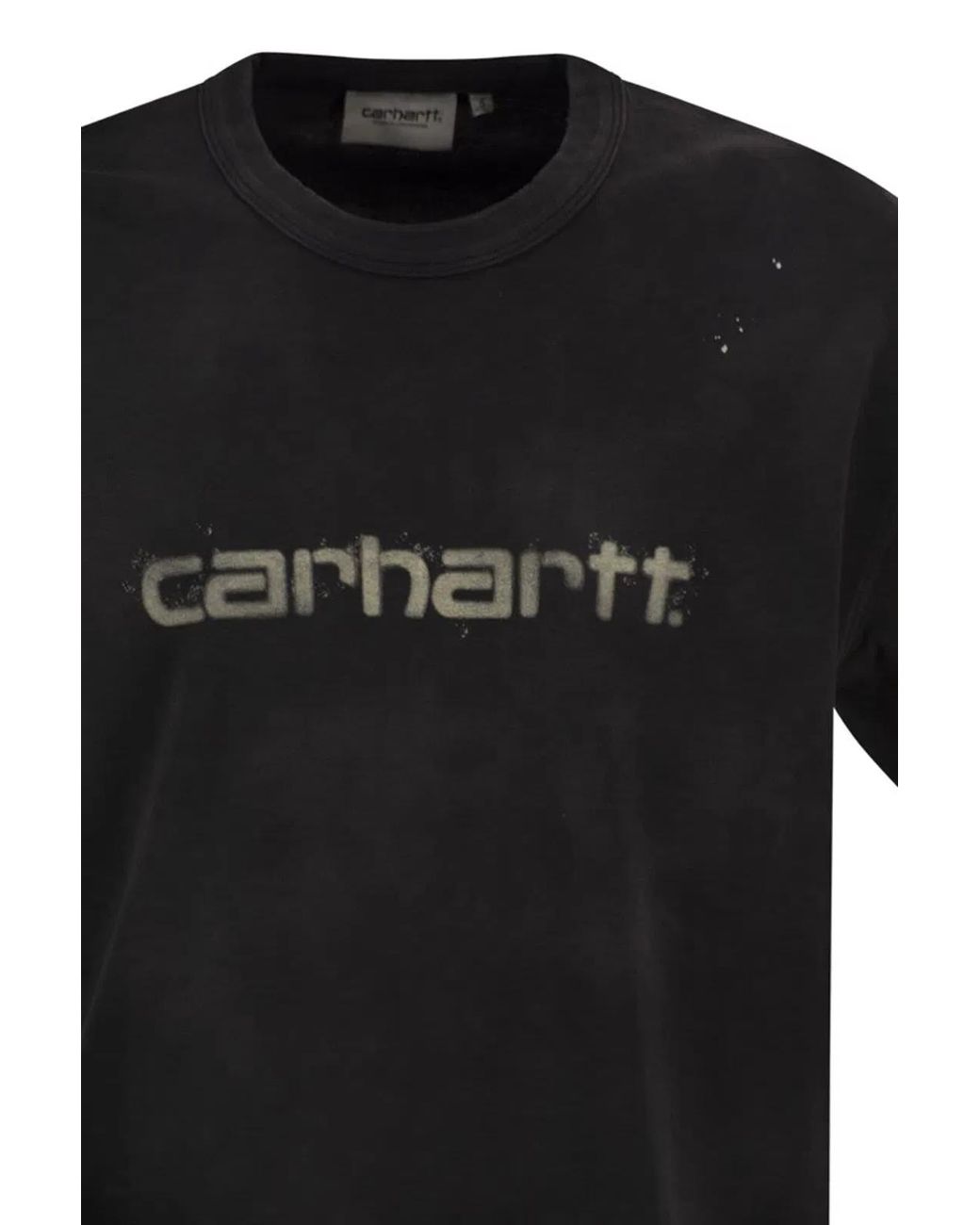 Carhartt Black Organic Cotton T-Shirt With Spray Effect Logo
