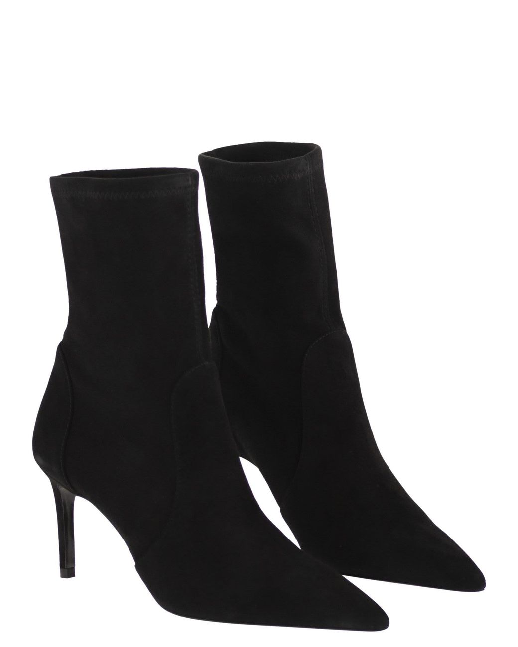 Stuart Weitzman Black Stuart Power Bootie 75 Suede Ankle Boots With Stiletto Heel