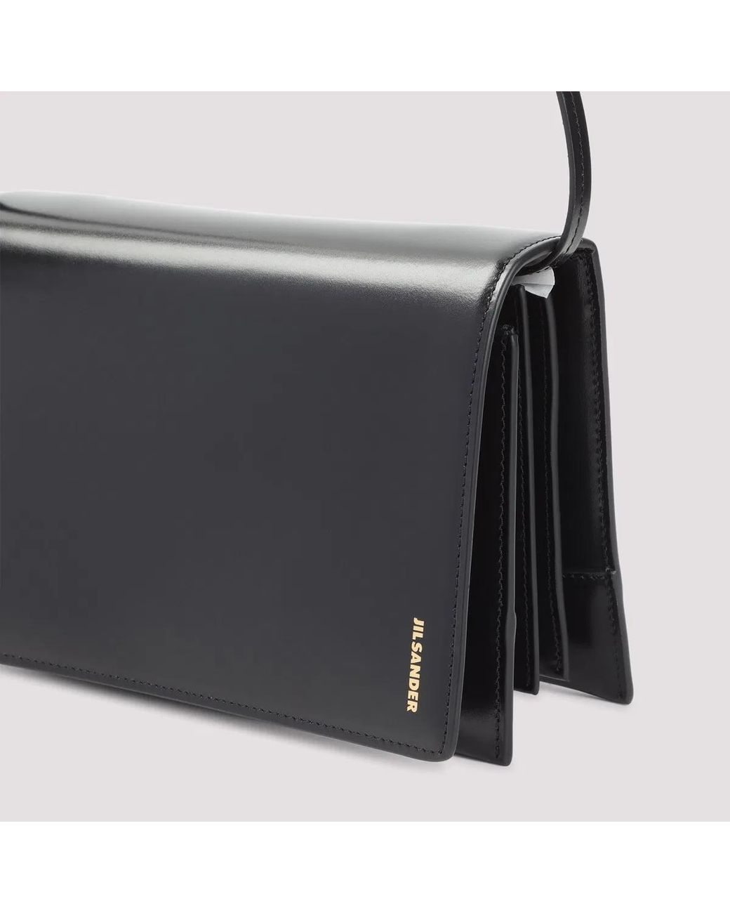 Jil Sander Black File Small Leather Crossbody Bag