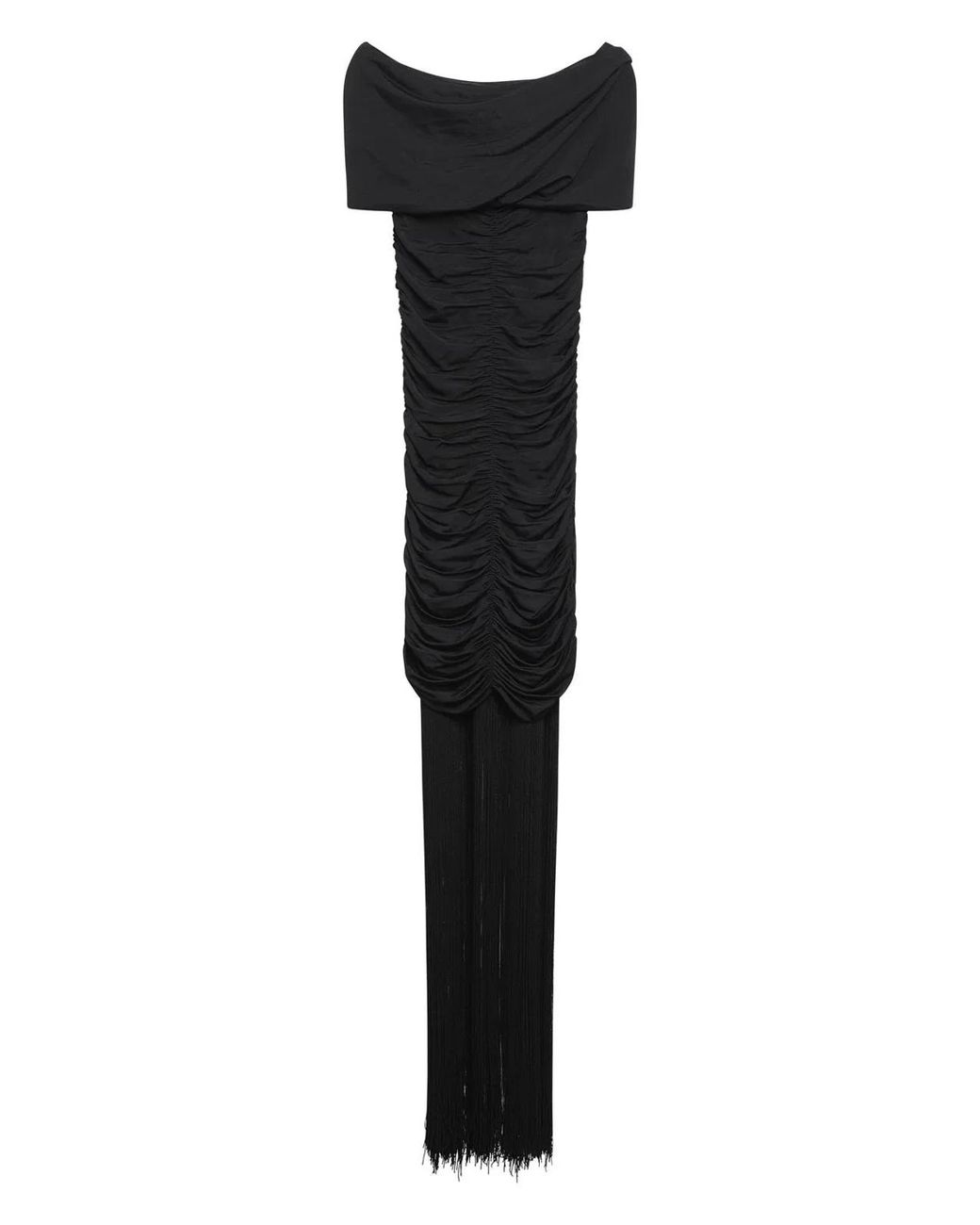 Khaite Black Off-Shoulder Draped Midi Dress Viscose