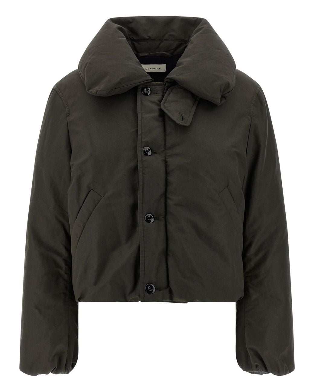 Lemaire Black Bubble Collar Cropped Down Jacket