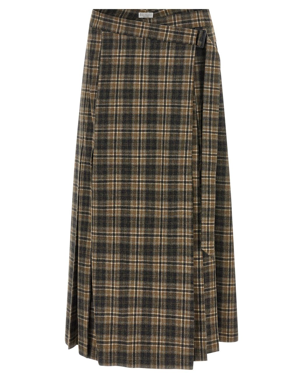 Brunello Cucinelli Green Tartan Skirt