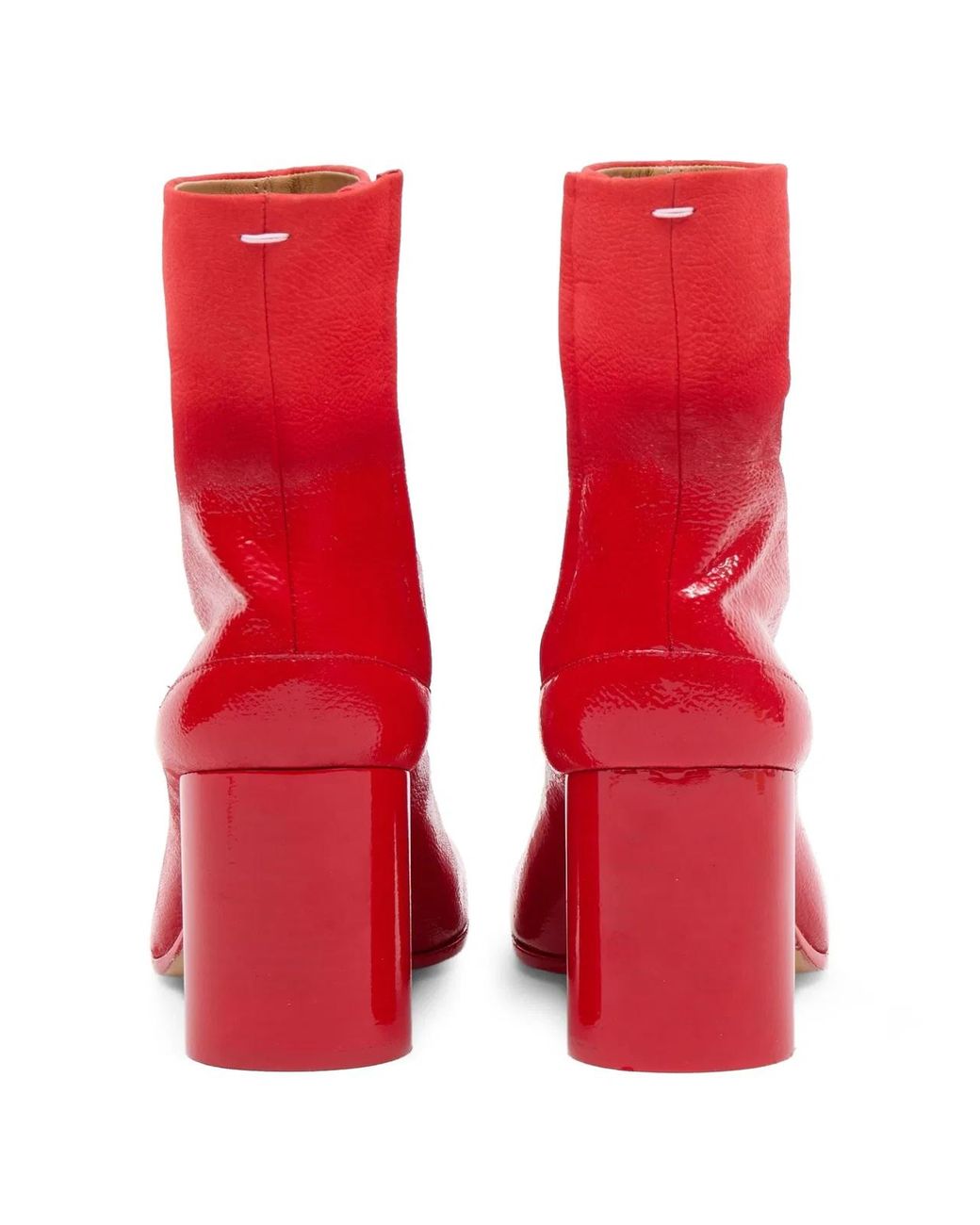 Maison Margiela Red Tabi Leather Ankle Boots Upper