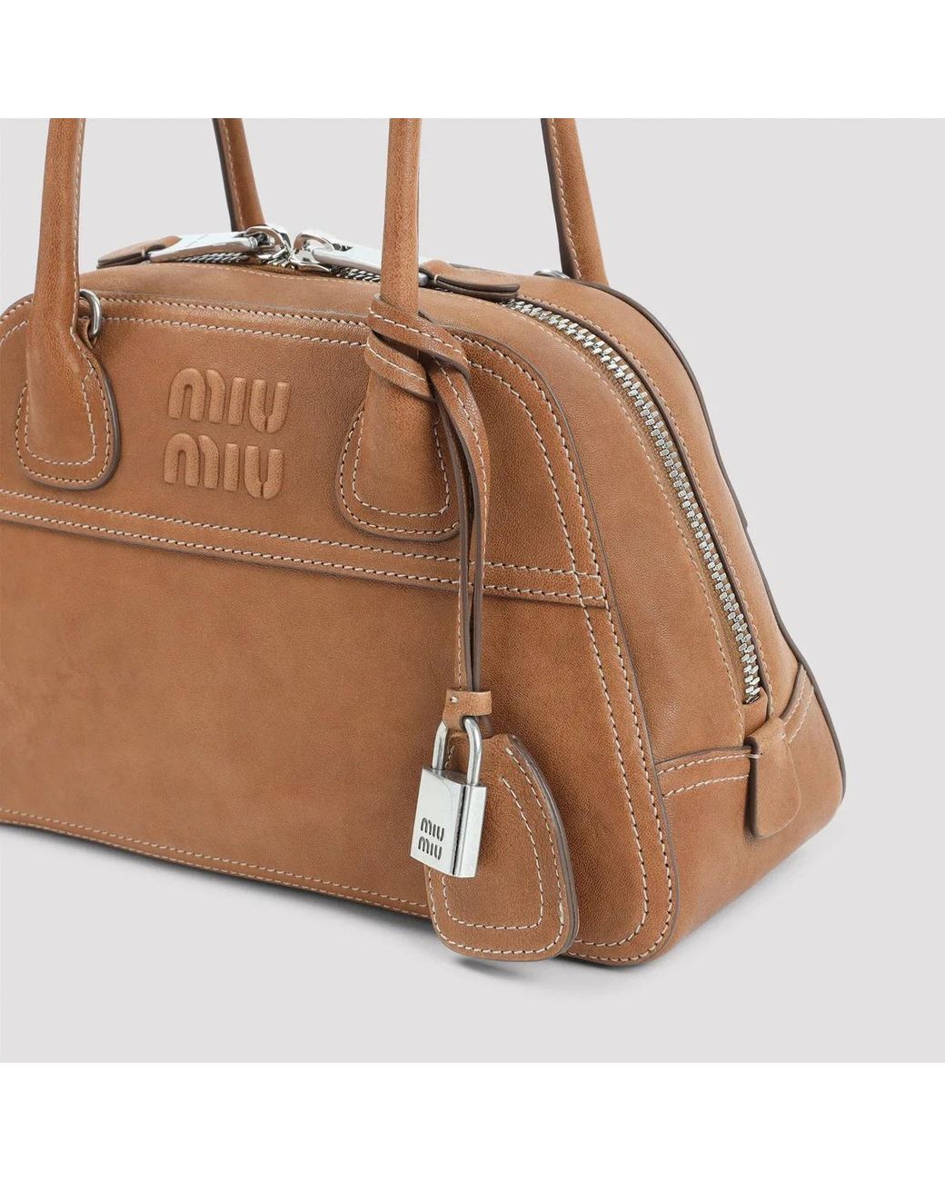 Miu Miu Brown Caramel Vivian Nappa Shoulder Bag