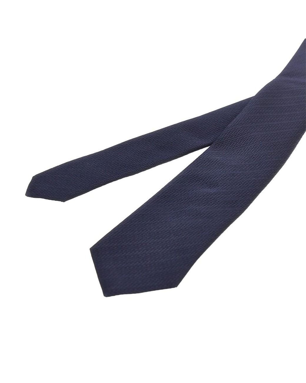 Emporio Armani Blue Silk Necktie With Jacquard Motif for men