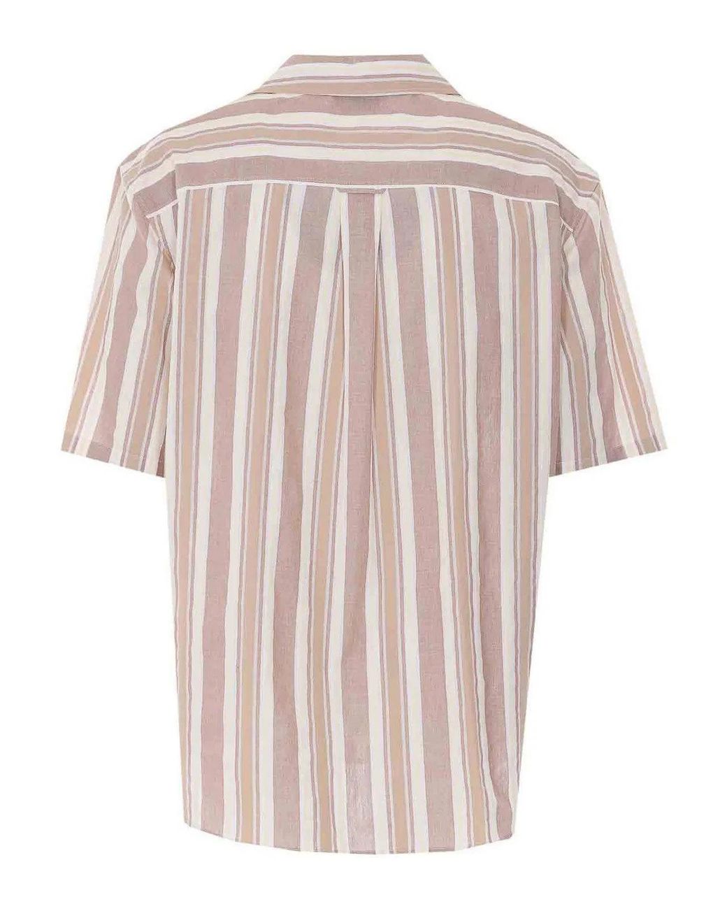 Saint Laurent Pink Striped Short Sleeves Shirt for men