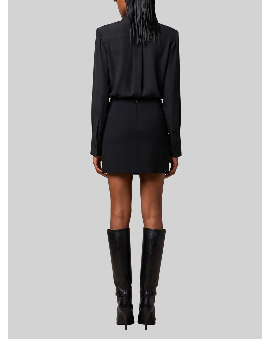 SUTTON NEW YORK Black Double Georgette Shirt Dress