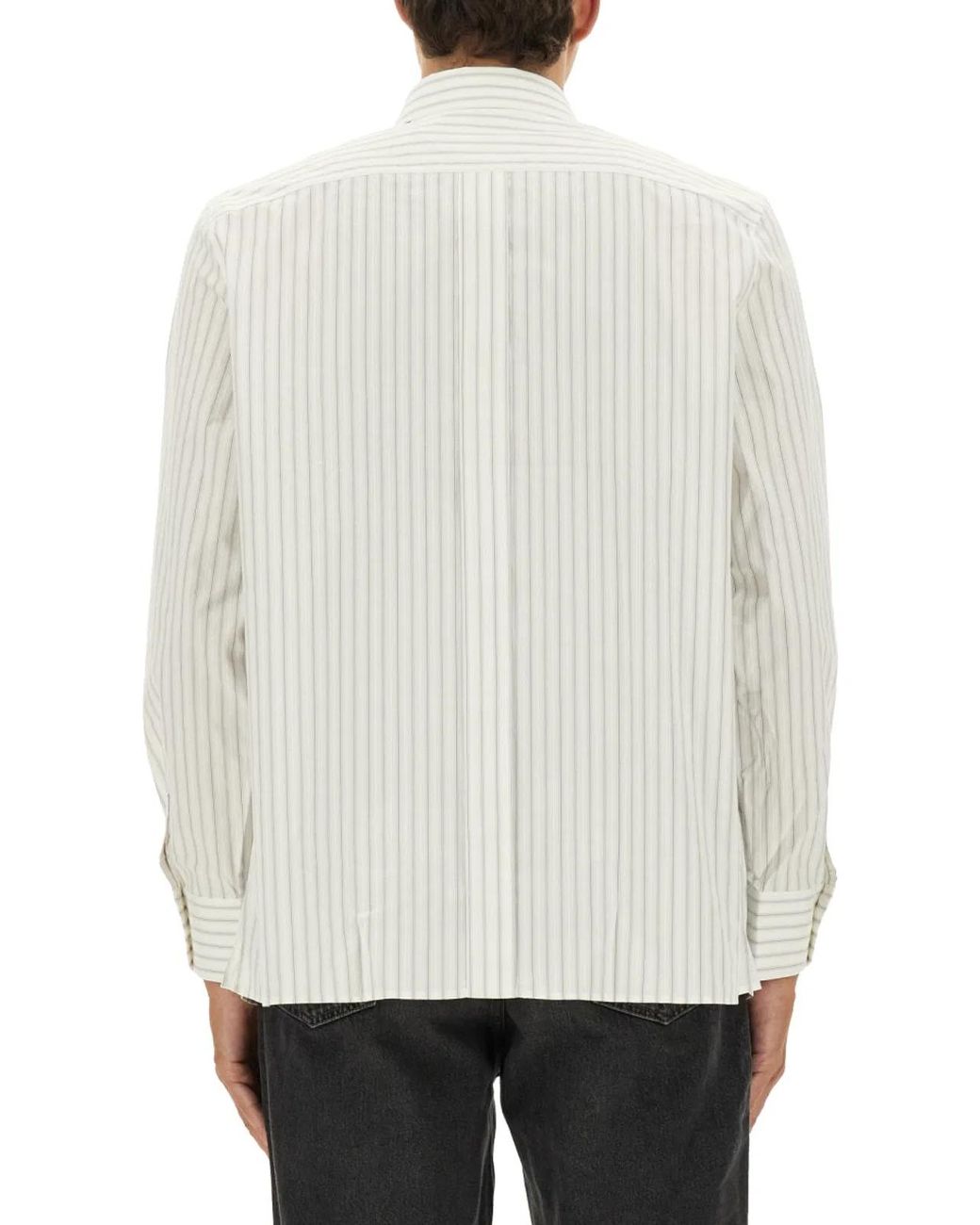 Saint Laurent White Cassandre Poplin Stripe Shirt for men