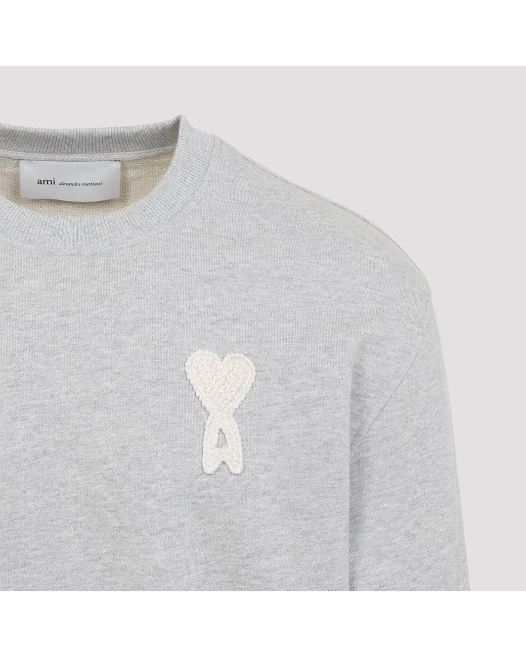 AMI Gray Classic Fit Crewneck Sweater For for men