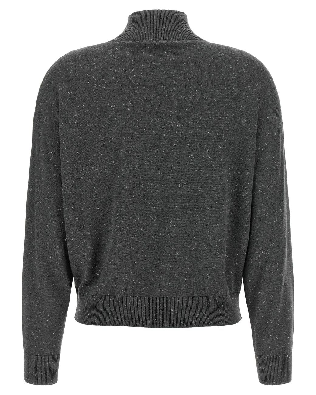 Peserico Gray Lamé Thread Turtleneck Sweater