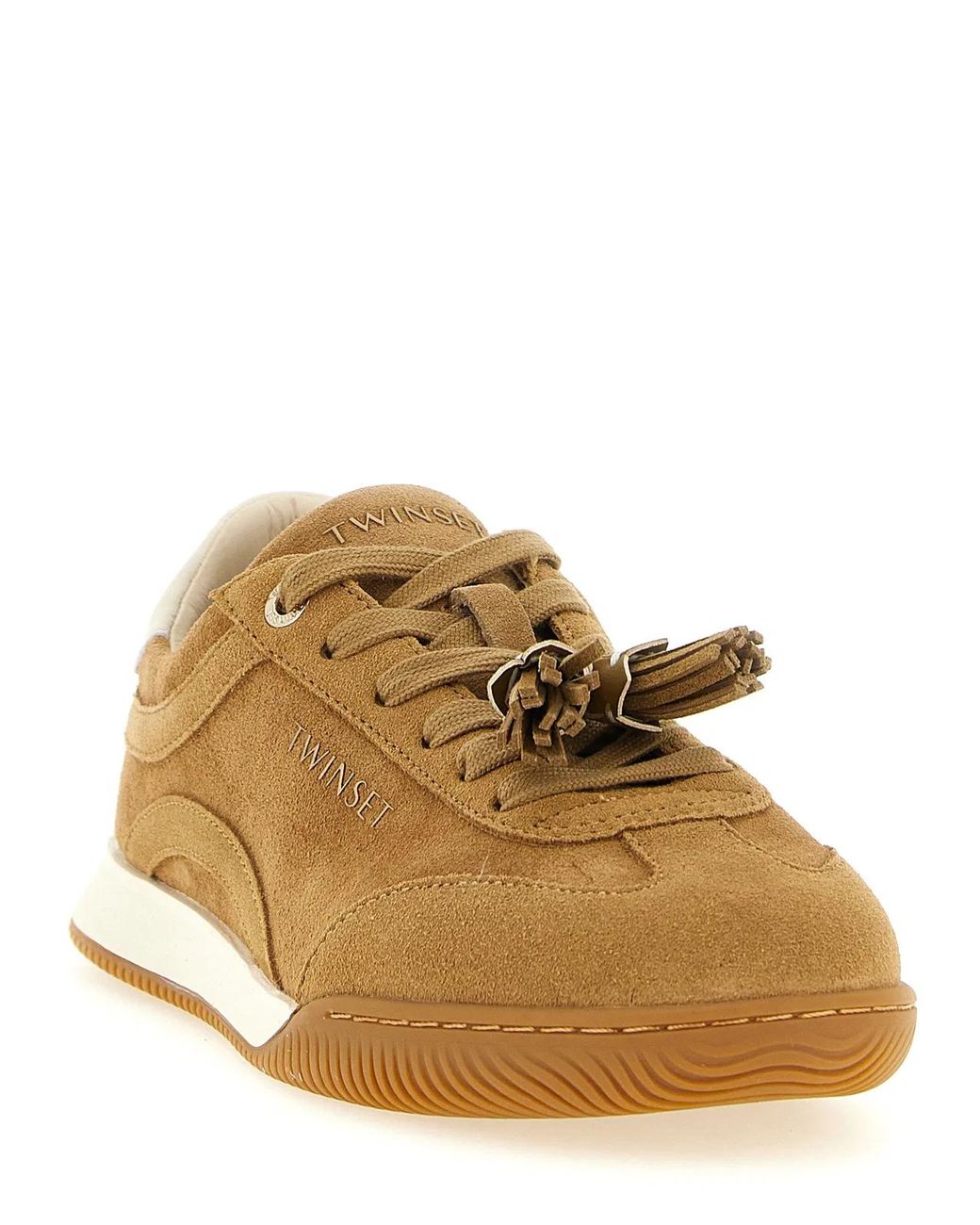 Twinset Brown Twin Set Suede Sneakers With Tassels