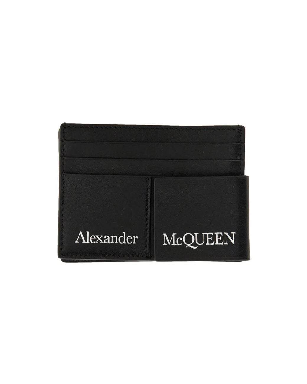 McQueen Black Card Holder With Logo for men