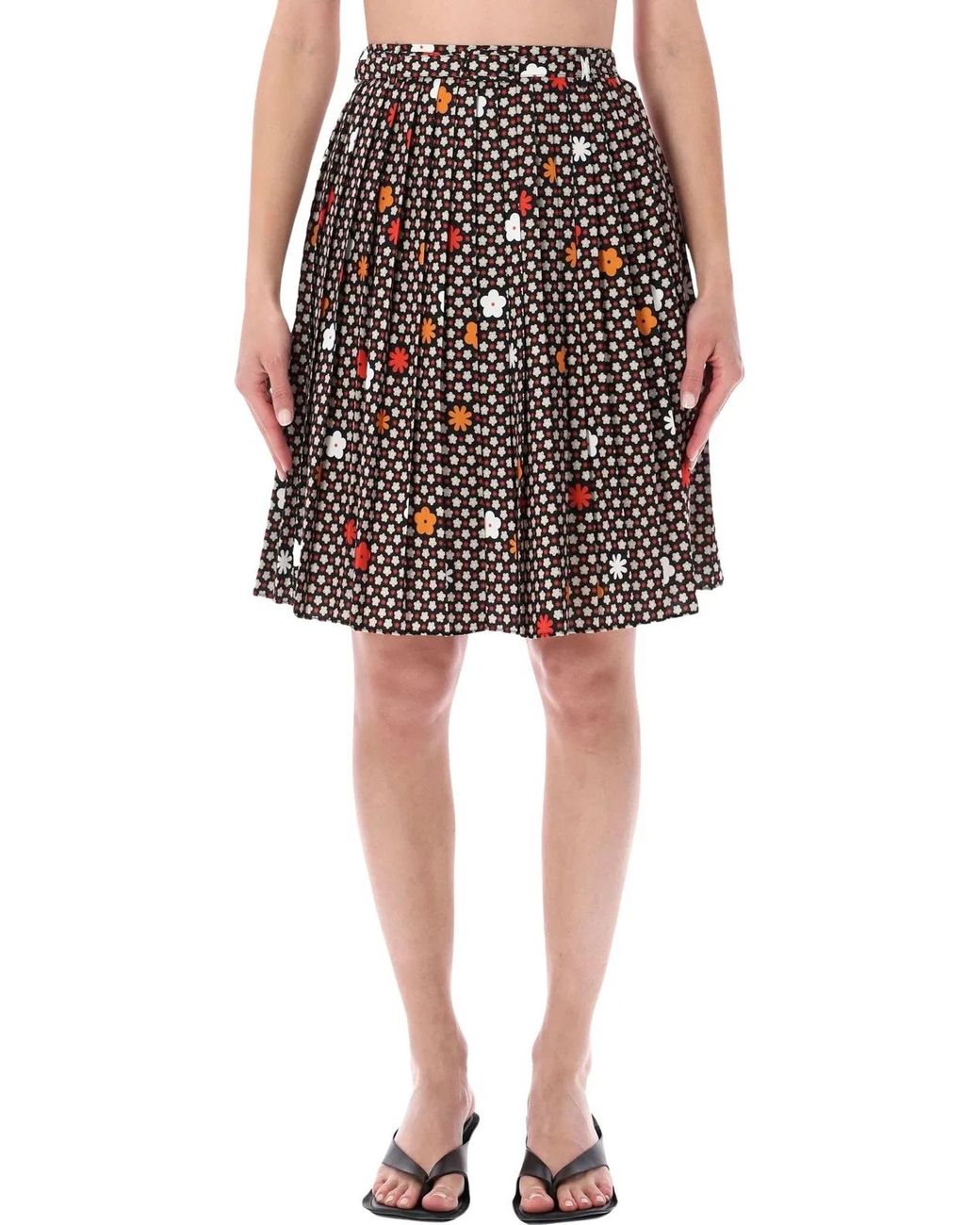 MM6 by Maison Margiela Black Plitted Skirt Flower