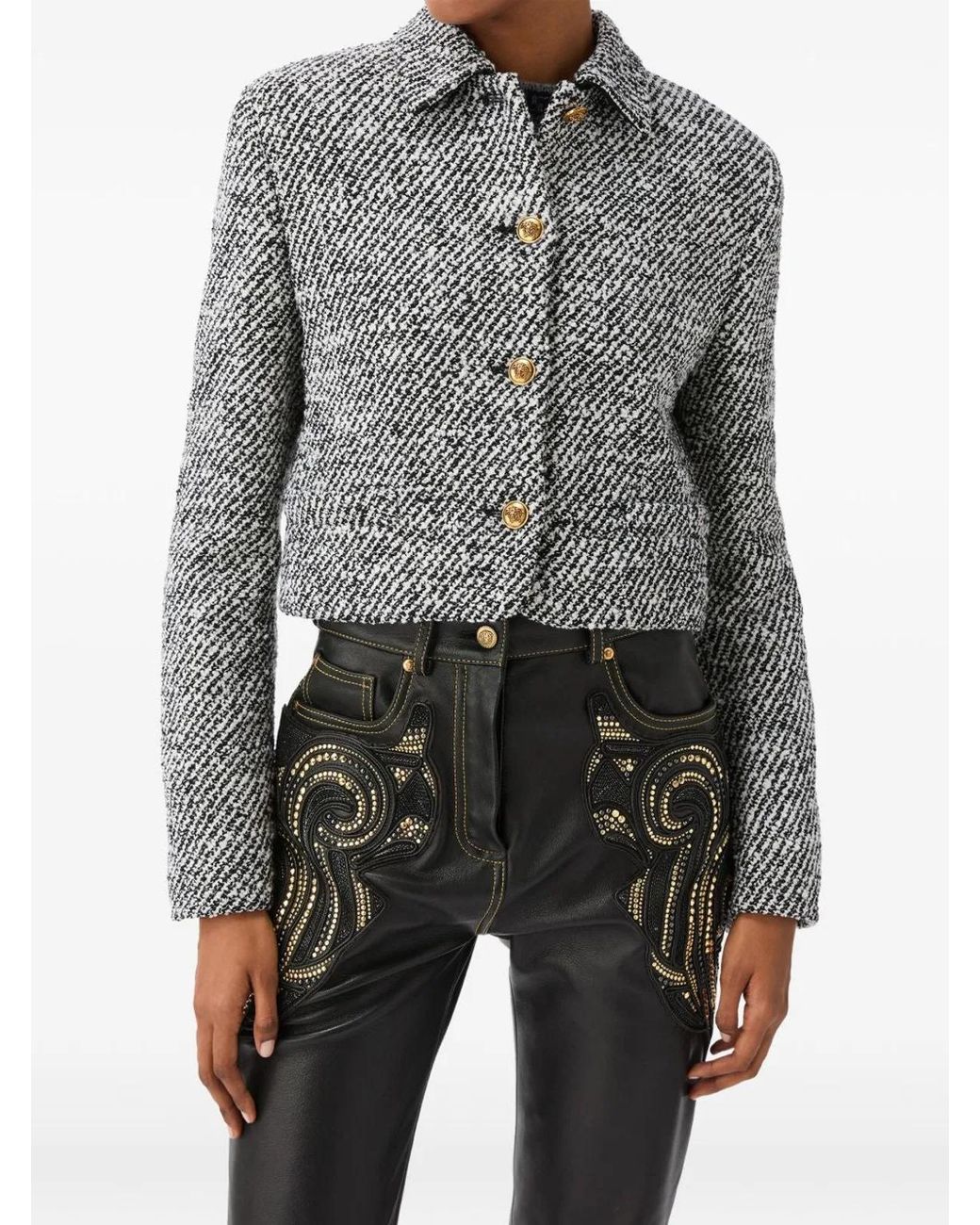 Versace Gray Bouclé Wool Jacket