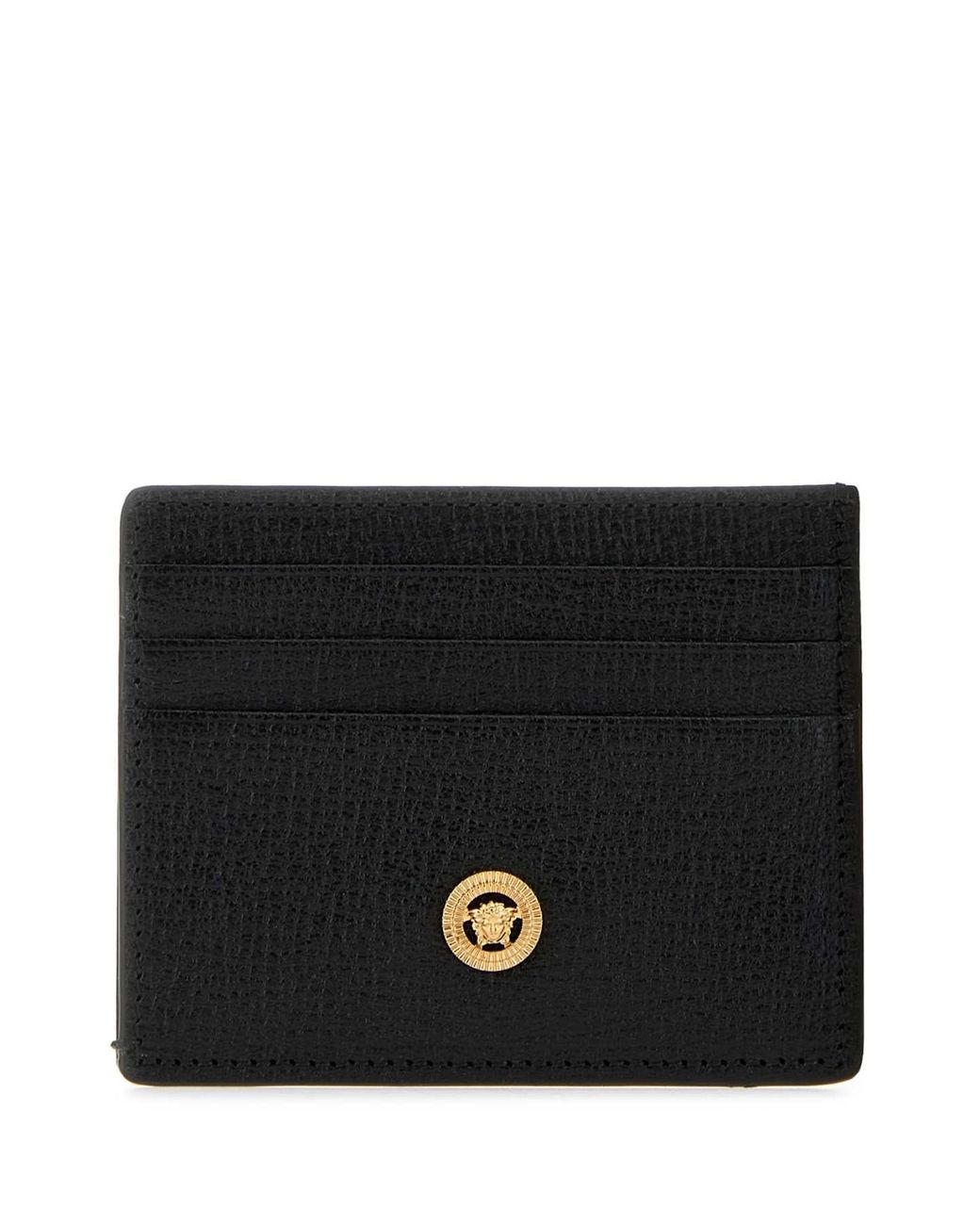 Versace Black Leather Medusa Biggie Card Holder for men
