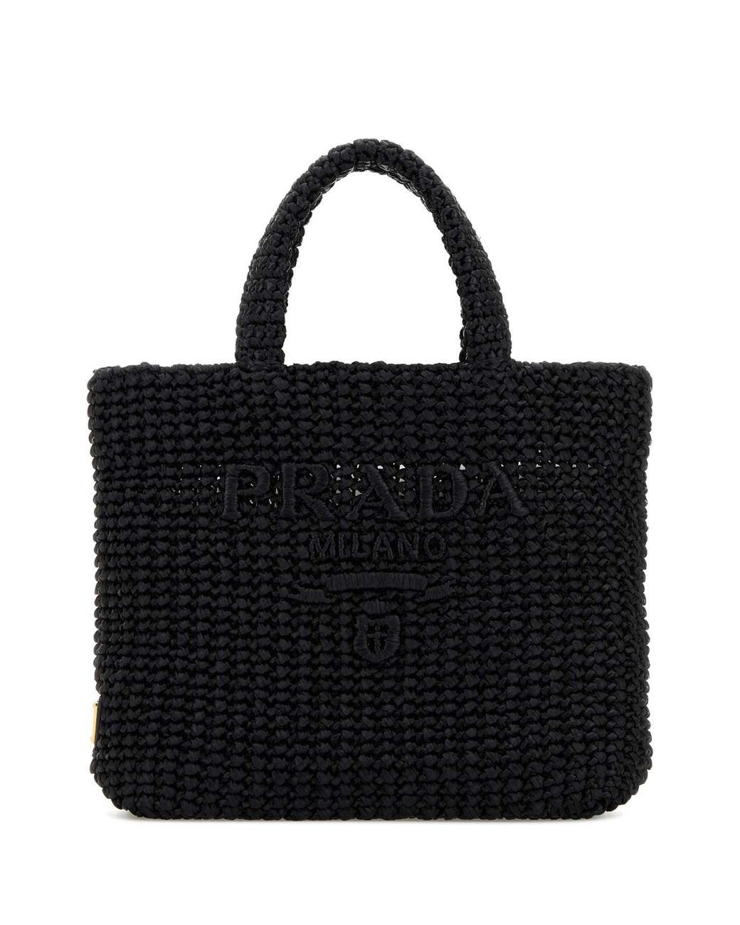 Prada Black Raffia Shopping Handbag