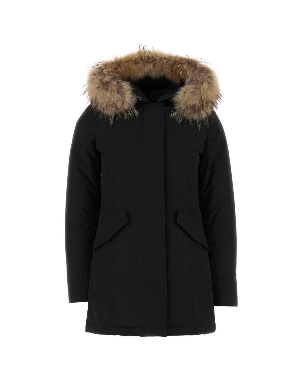 Woolrich Black Arctic Raccoon Parka Jacket For