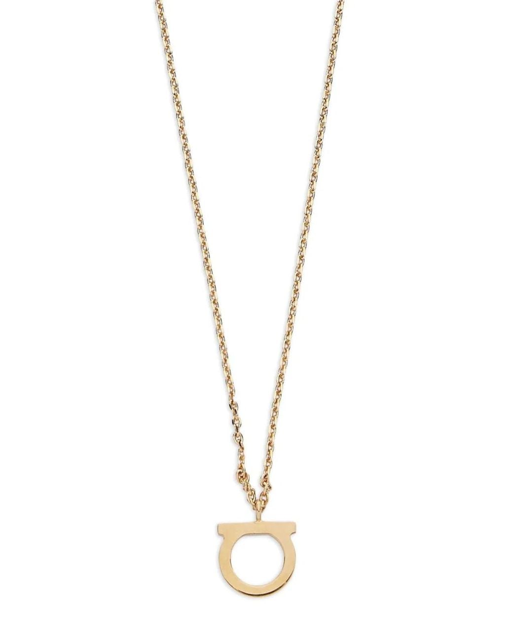 Ferragamo White Tone Gancini Statement Pendant Bijoux