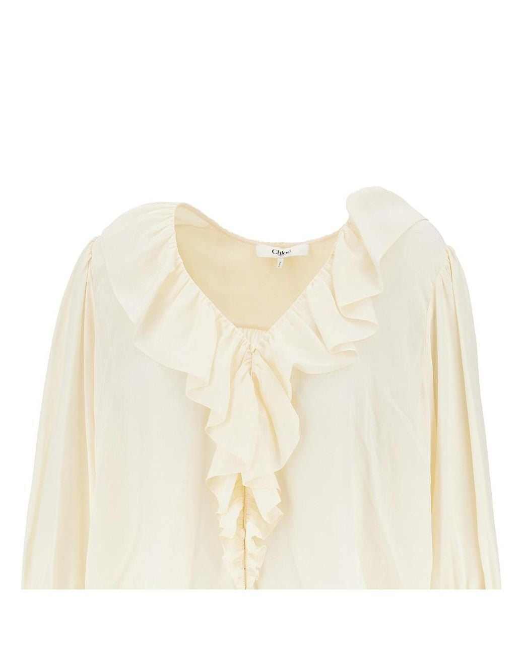 Chloé Natural Ruffled Crêpe De Chine Blouse