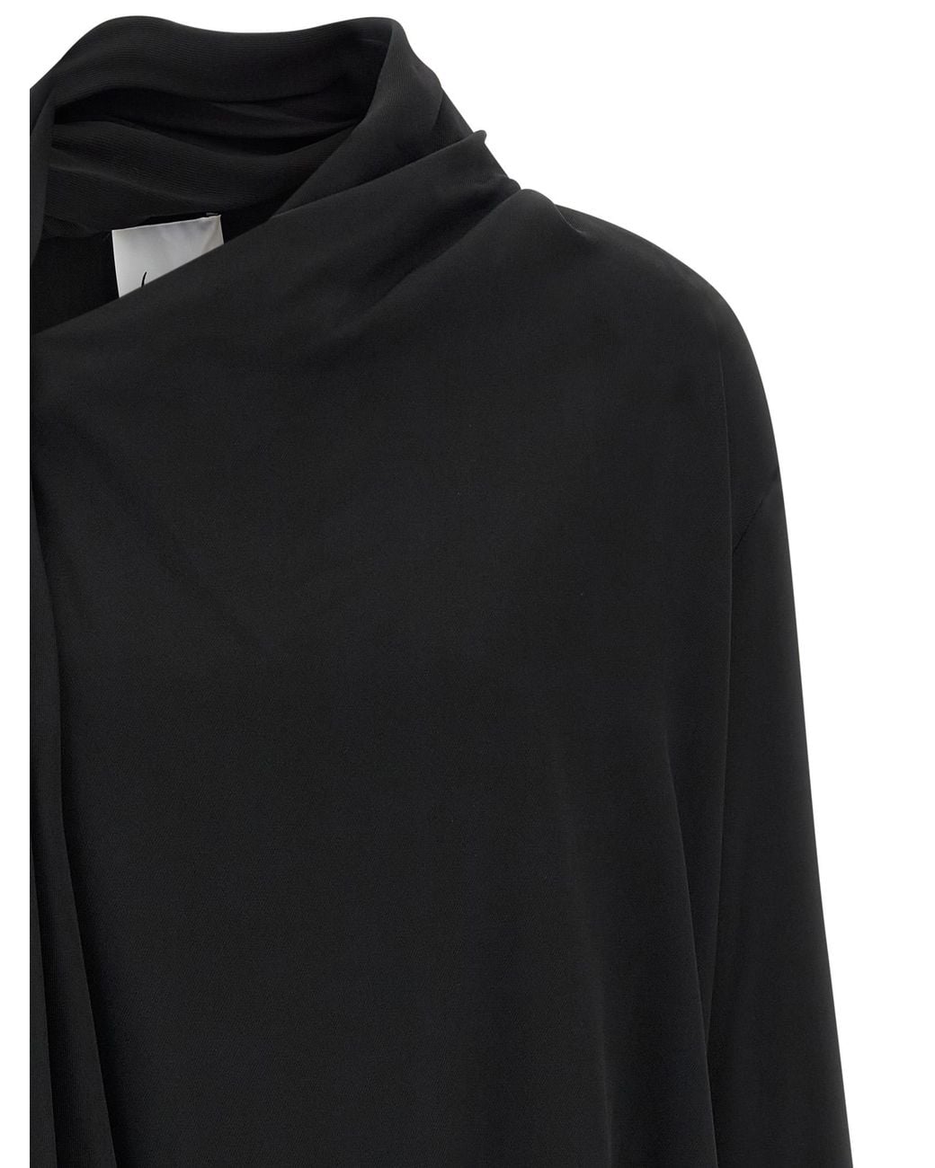 Nude Black Draped Panel Blouse