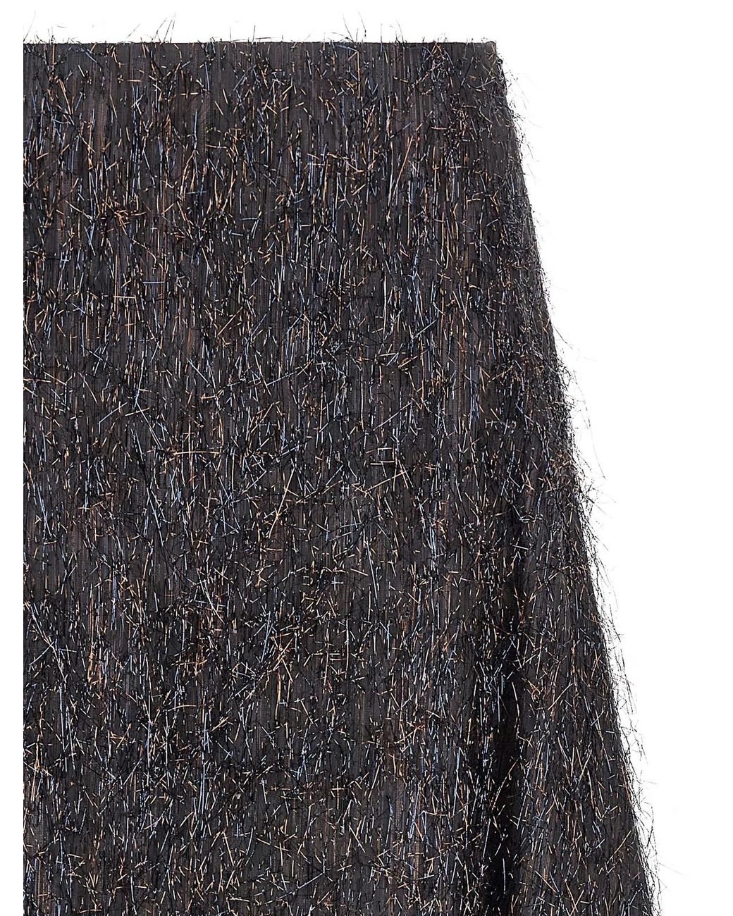 Peserico Gray Skirt With Metallic Fringes