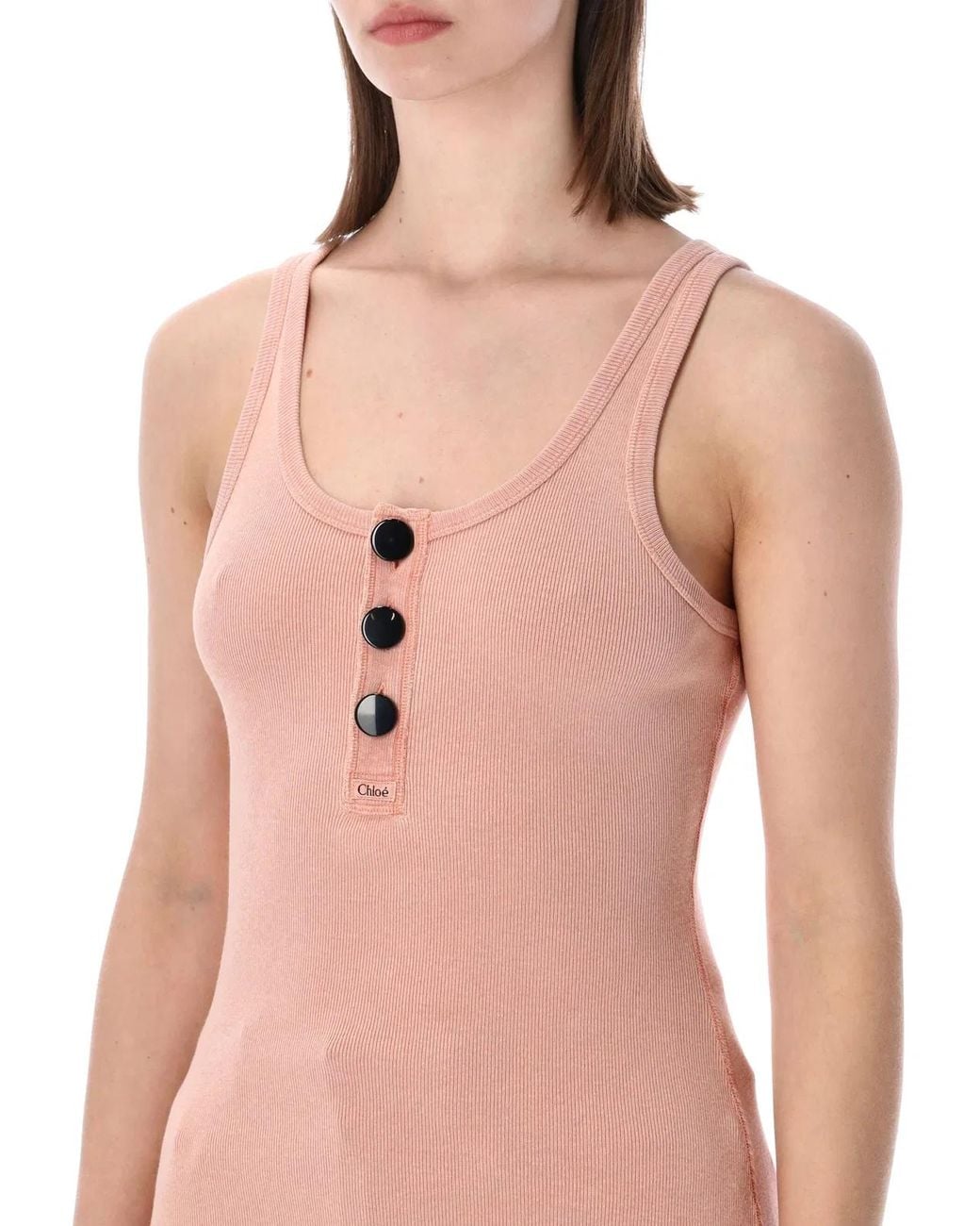 Chloé Pink Dark Cotton Tank Top
