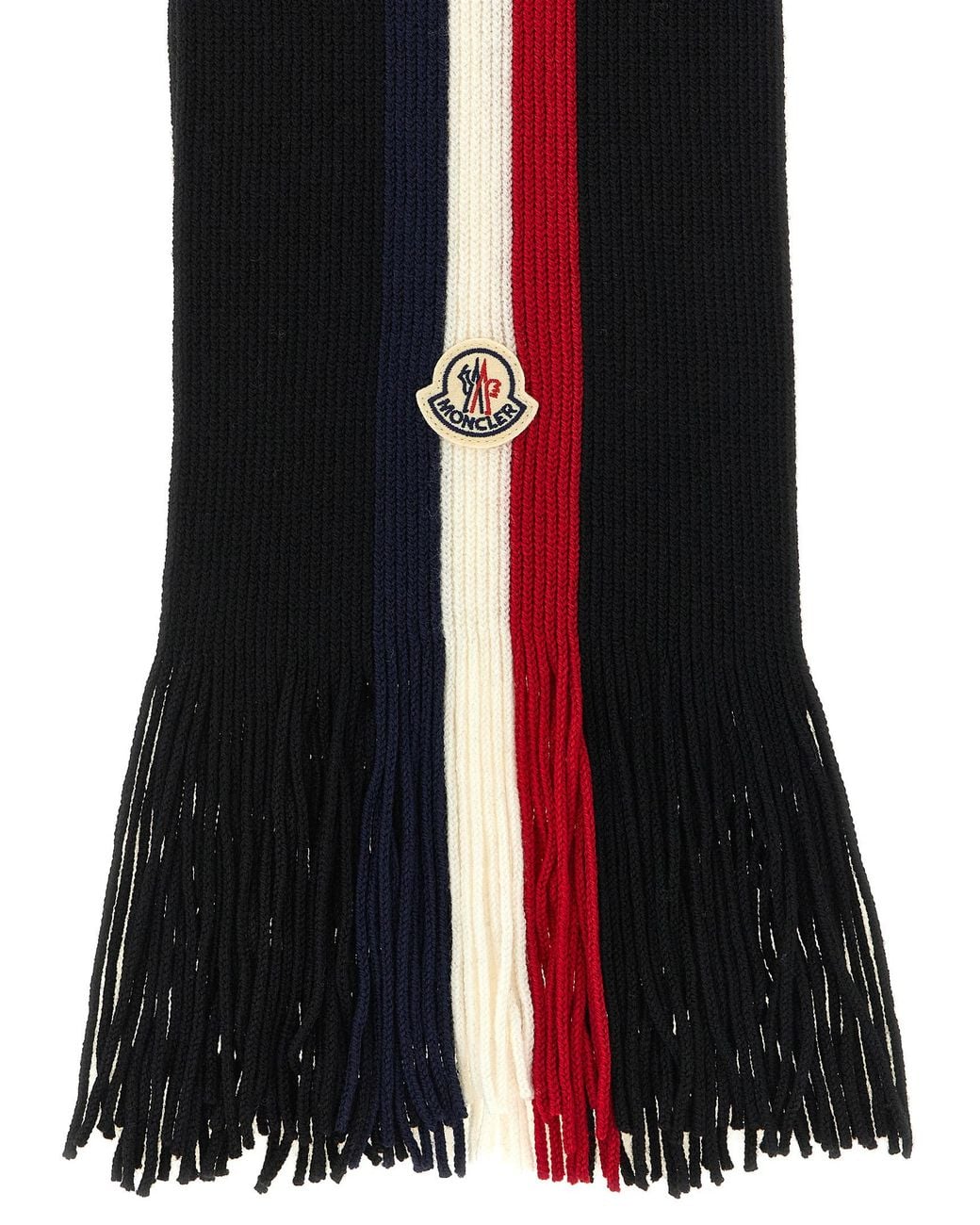Moncler Black Tricolor Wool Scarf for men