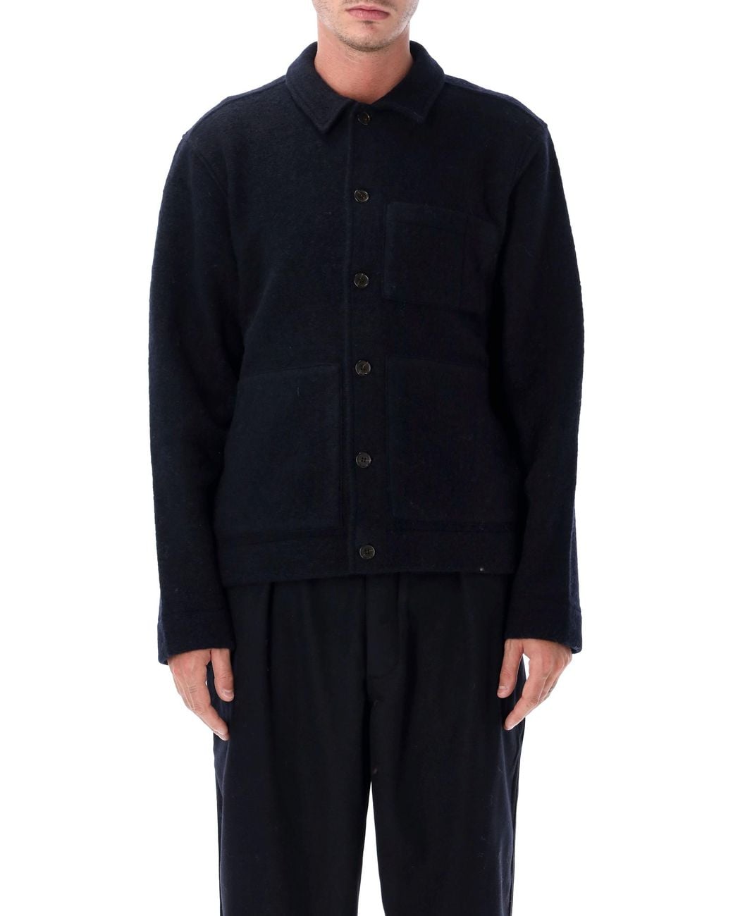 Universal Works Blue Wool Fleece Jacket for men