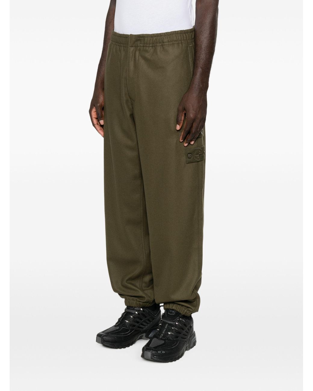 Stone Island Green Logo-Patch Cargo Pants For for men