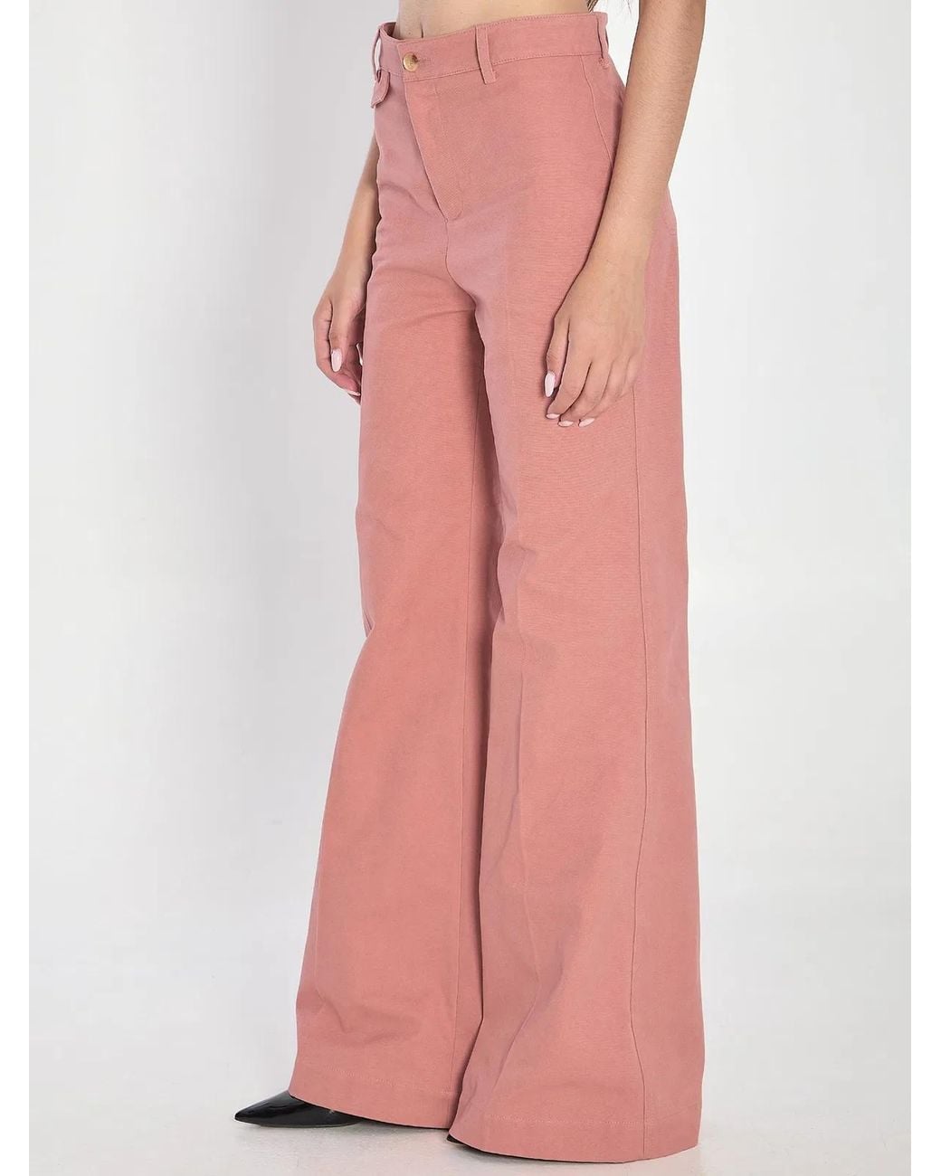 Chloé Pink Dark Cotton Flared Leg Pant
