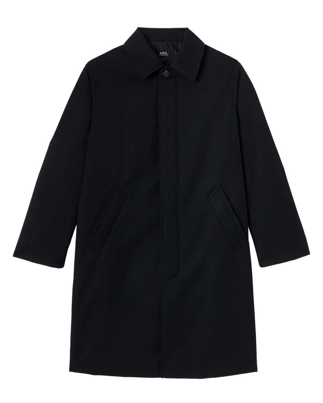 A.P.C. Black Water-Repellent Wool Mac
