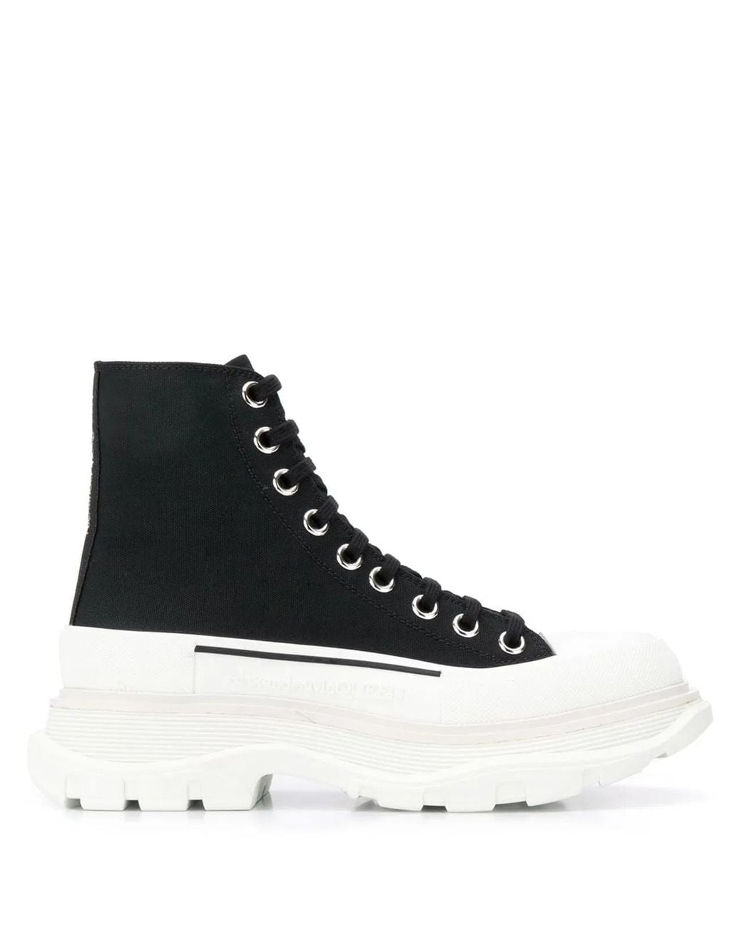 McQueen Black Tread Slick Ankle Boots