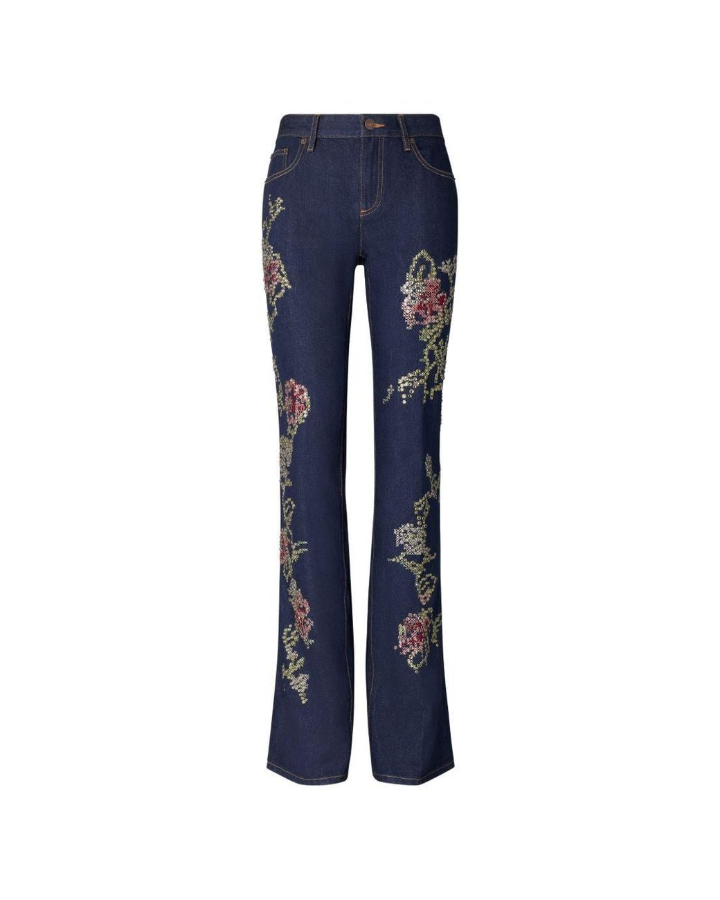Tory Burch Blue Embroidered Denim Jeans