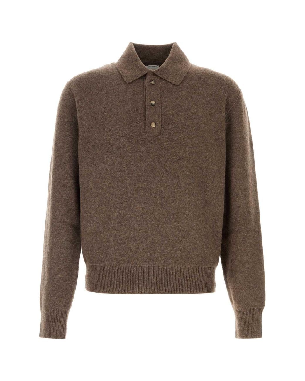 Bottega Veneta Brown Brow Wool-Blend Polo Shirt for men