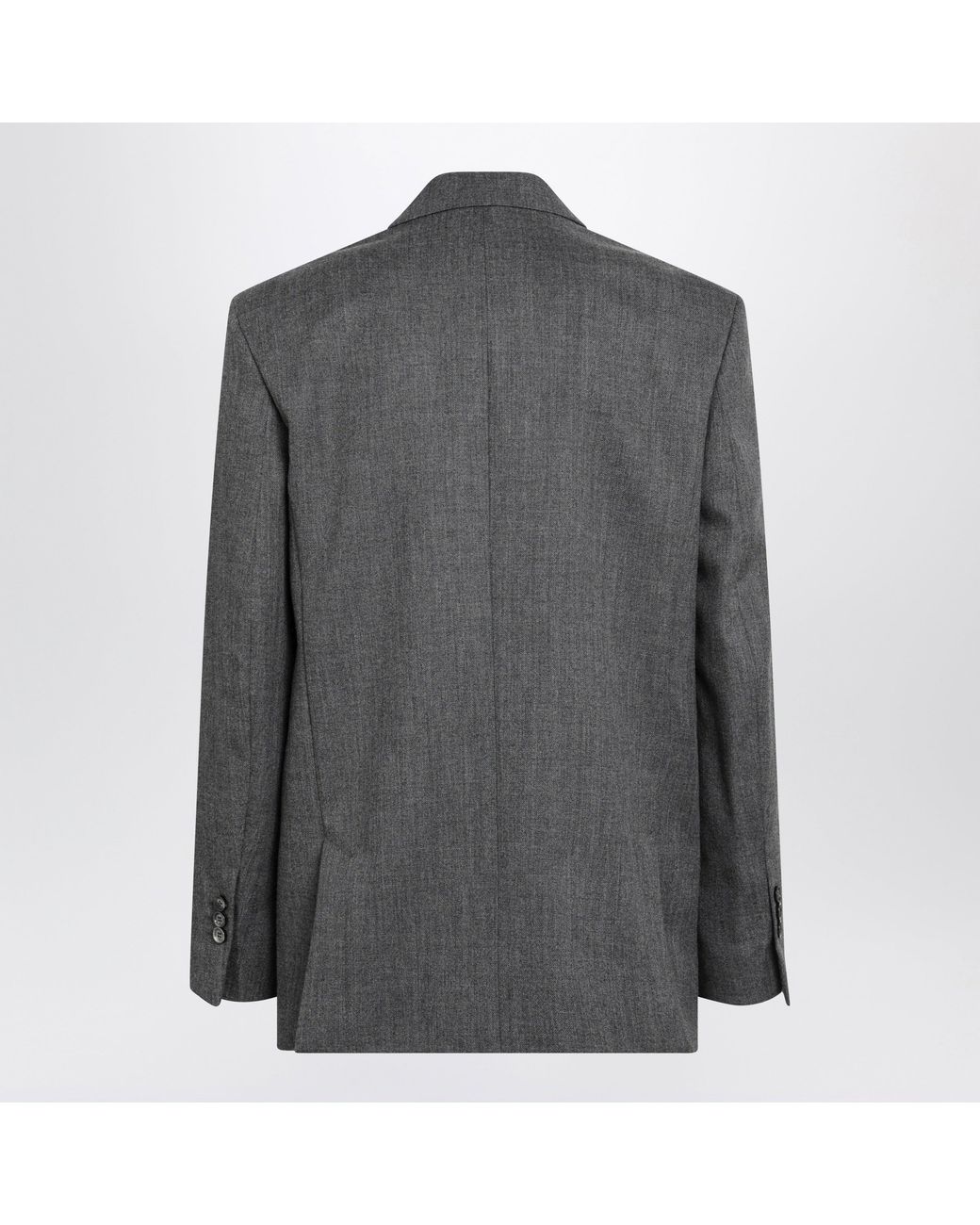 AMI Gray Double-Breasted Carbon Virgin Wool Blazer for men