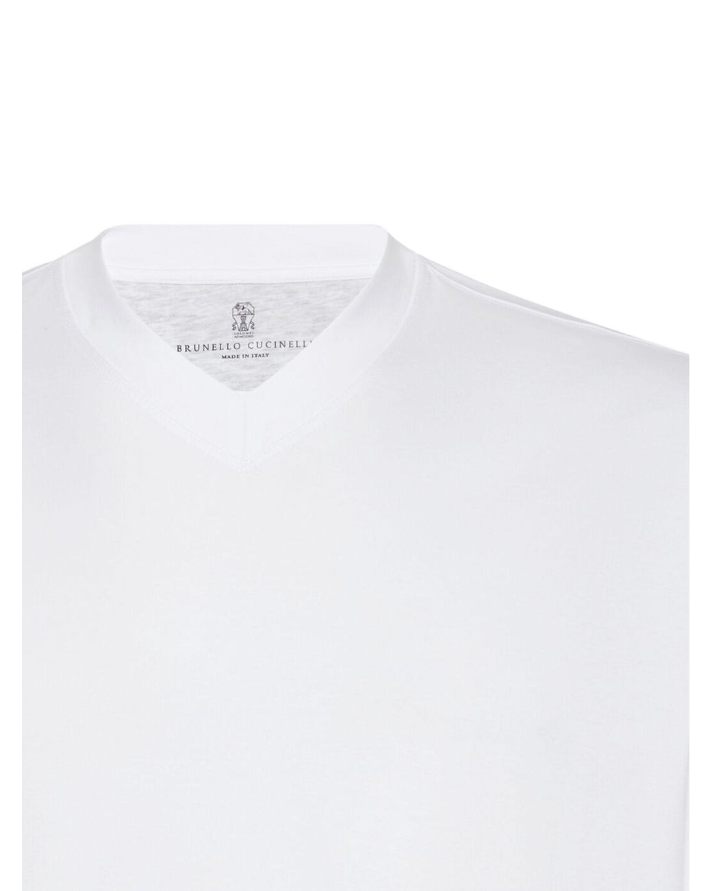 Brunello Cucinelli White V-Neck Short-Sleeve T-Shirt for men