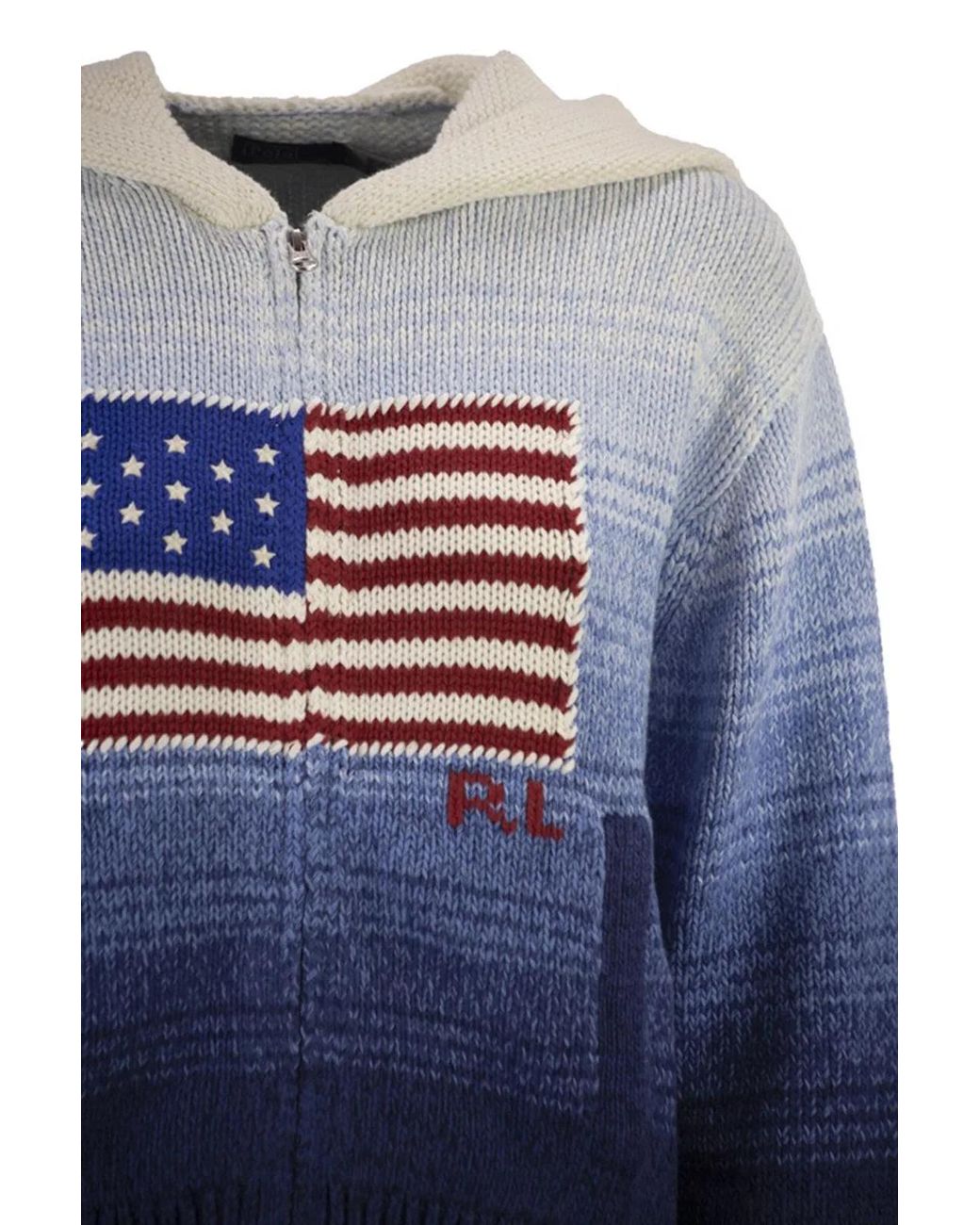 Polo Ralph Lauren Blue Ombré Cotton Hooded Jumper