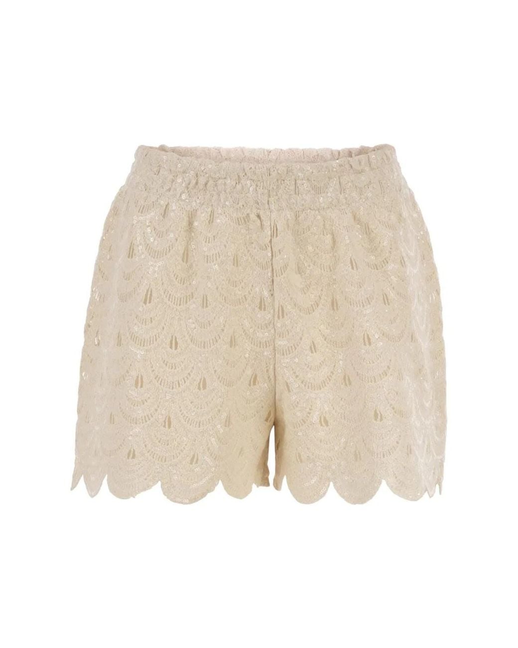 Mc2 Saint Barth Natural Lace Shorts With Sequins