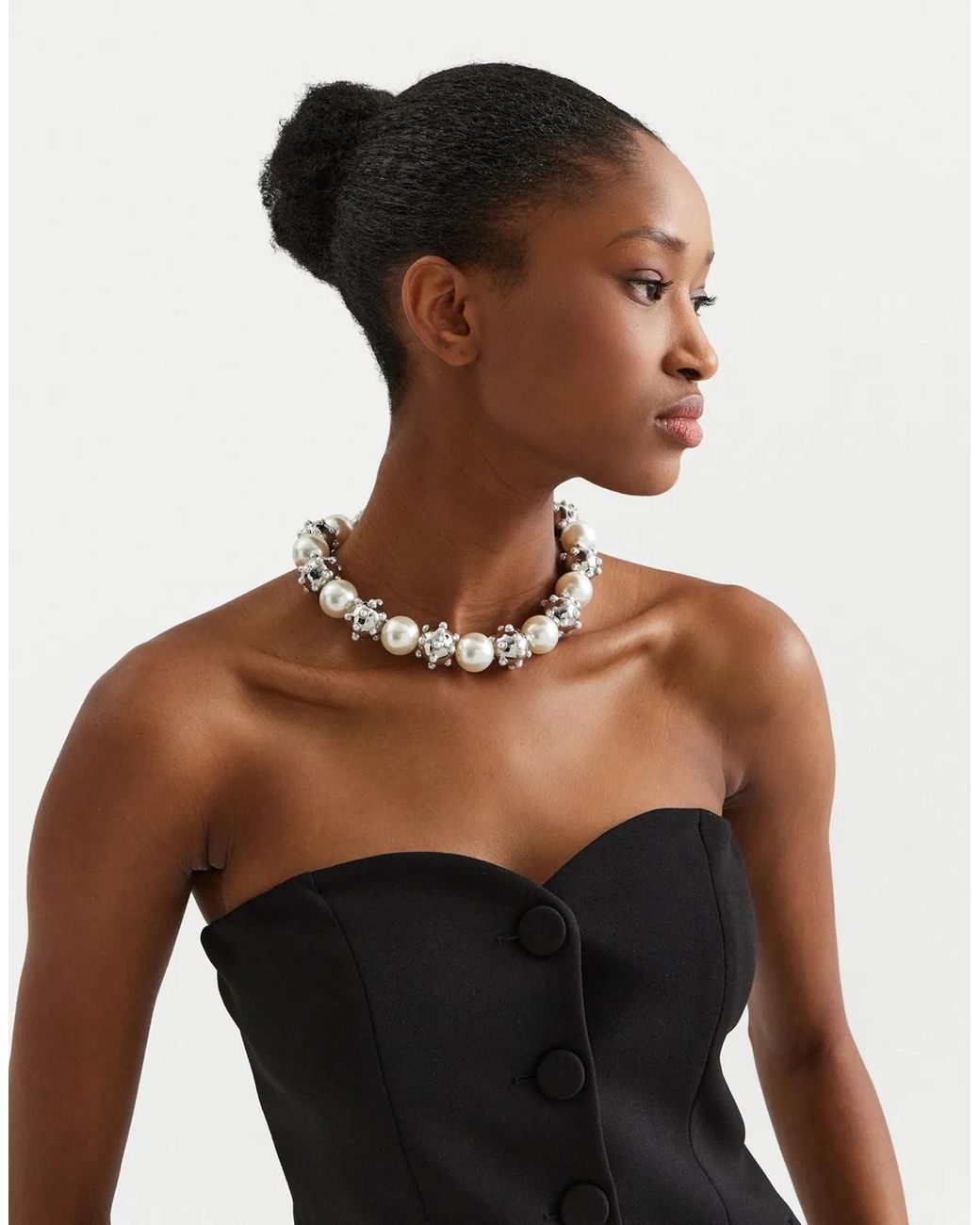 Marc Jacobs White The Pearl Dot Statement Necklace