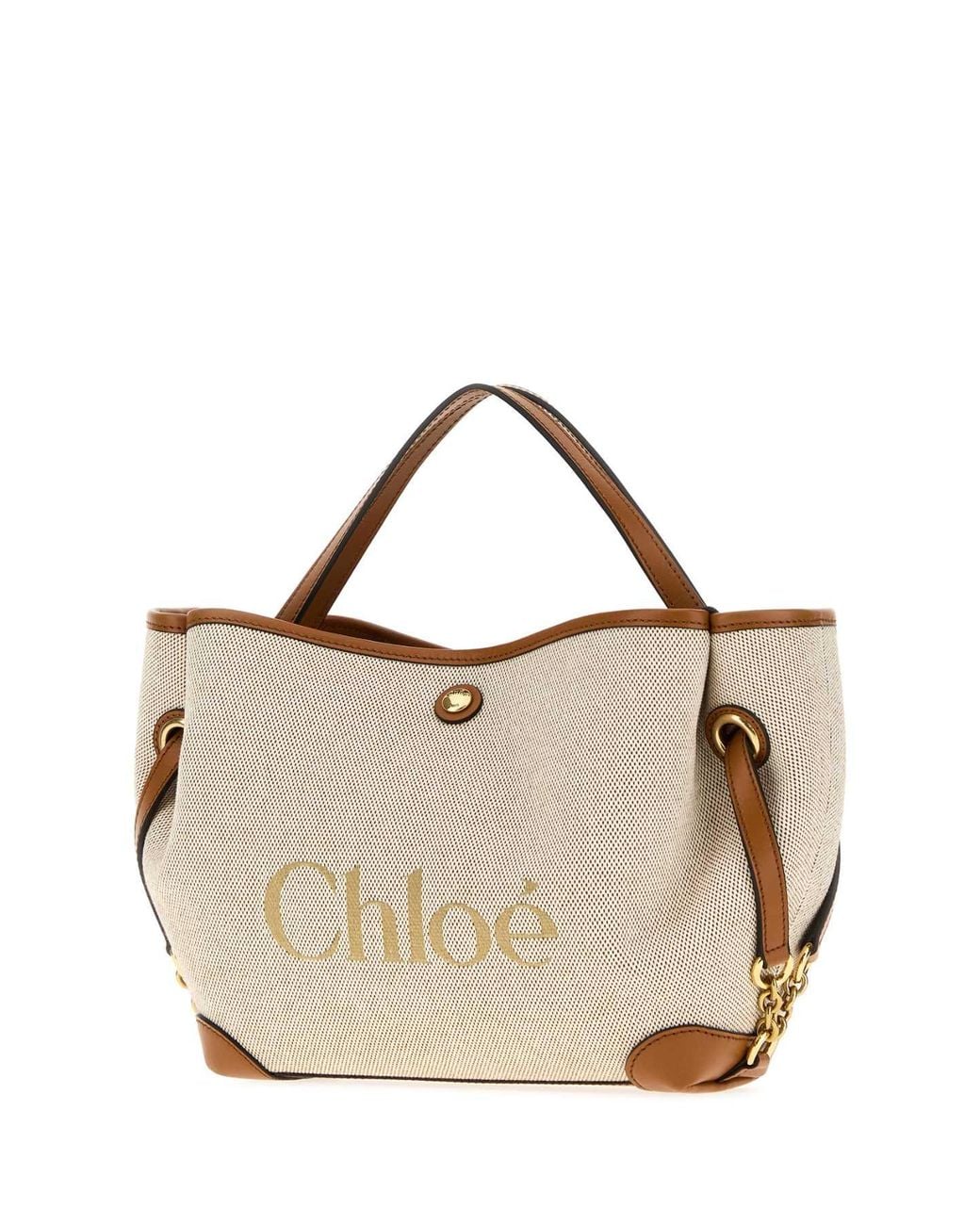 Chloé Metallic Sand Canvas Small Clover Handbag
