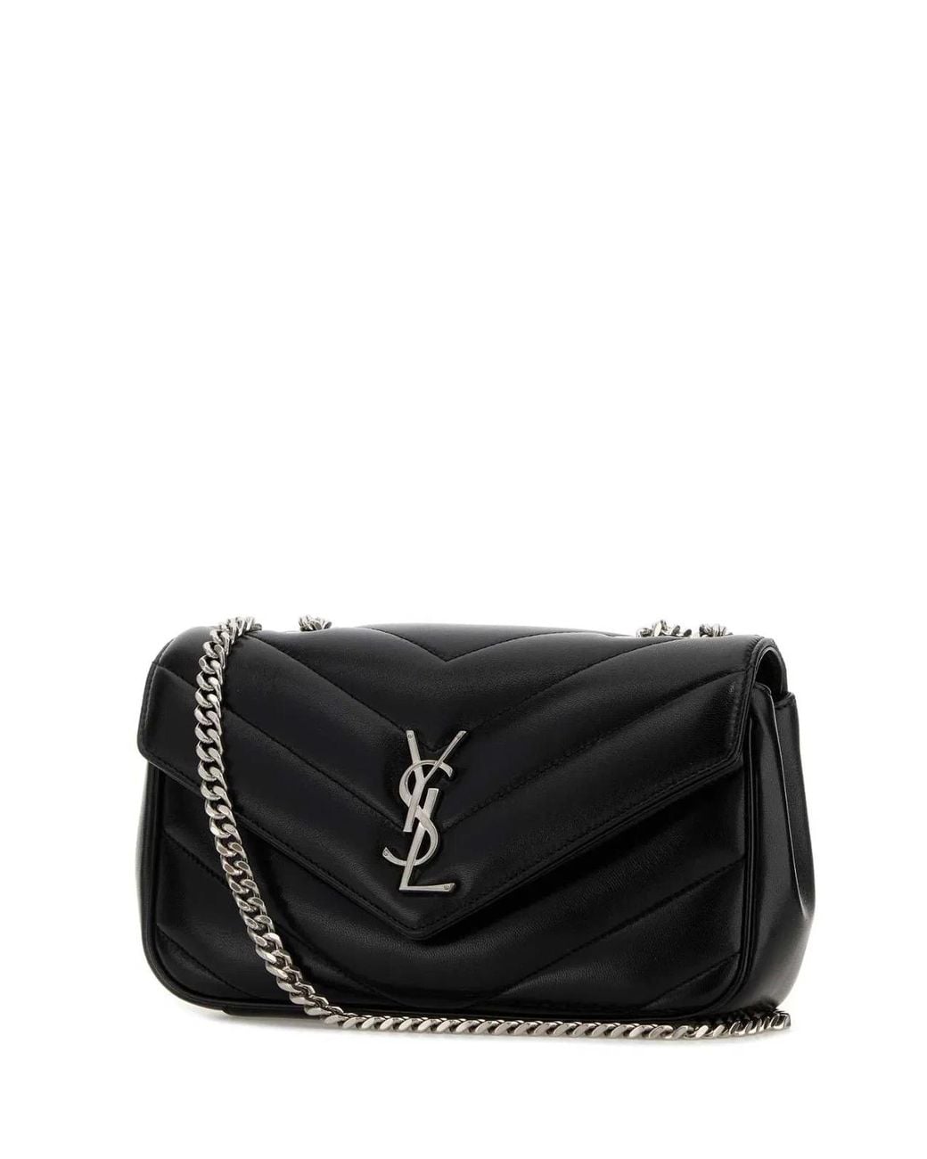 Saint Laurent Black Leather Small Loulou Shoulder Bag